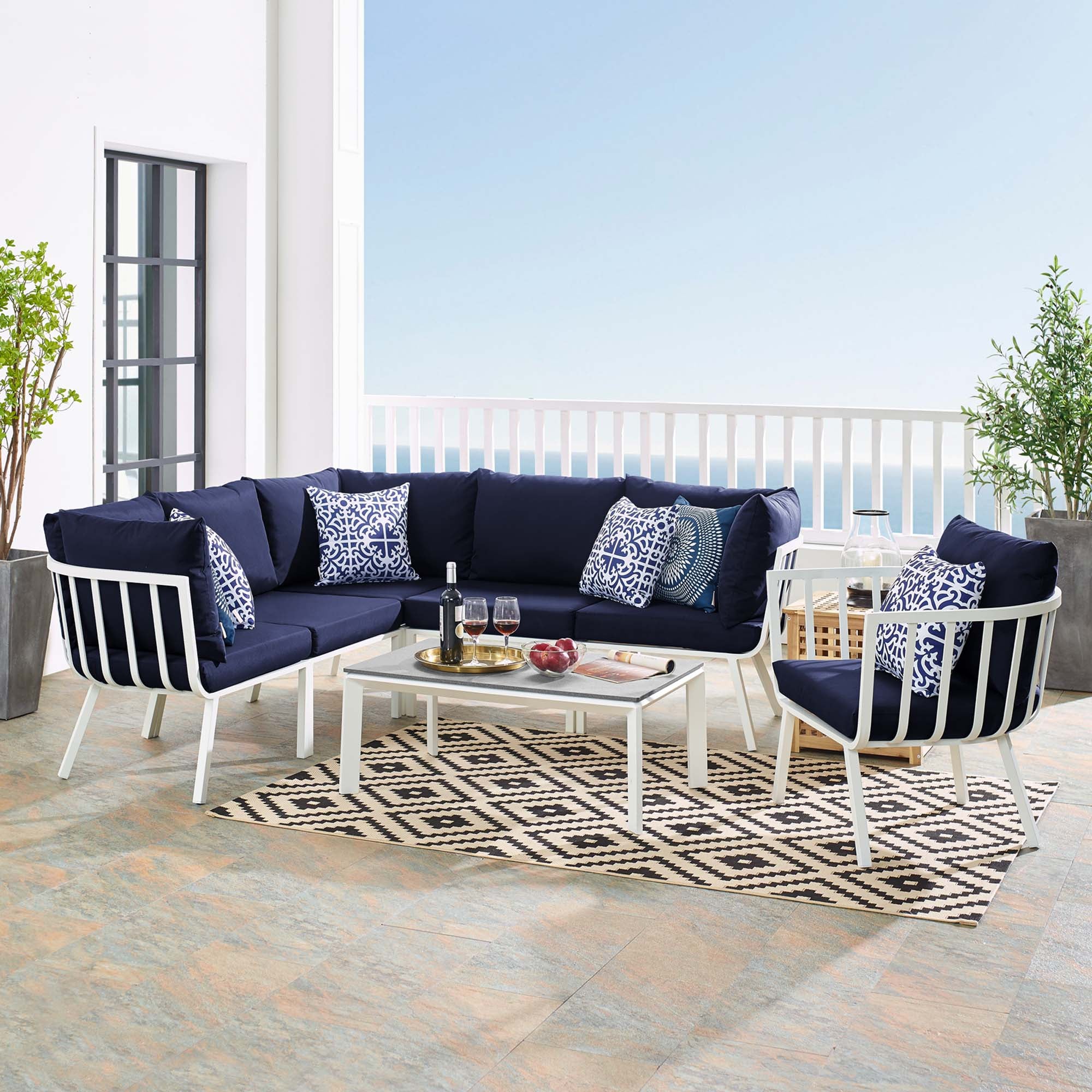 Riverside 7 Piece Outdoor Patio Aluminum Set