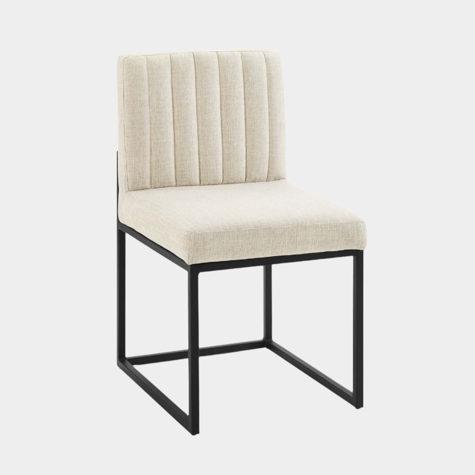 Carriage Channel Tufted Sled Base Upholstered Fabric Dining Chair