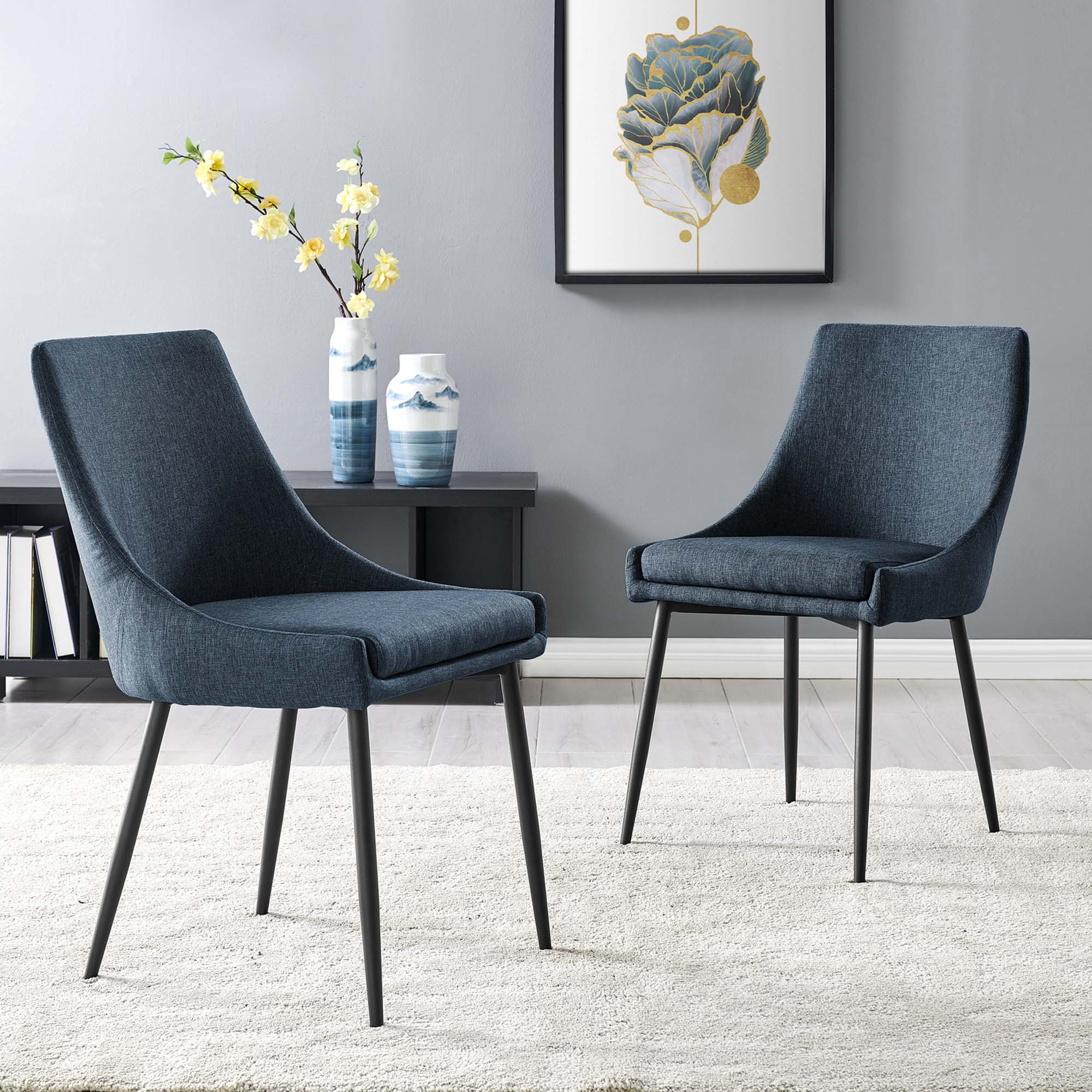 Viscount Upholstered Fabric Dining Chairs Set of 2