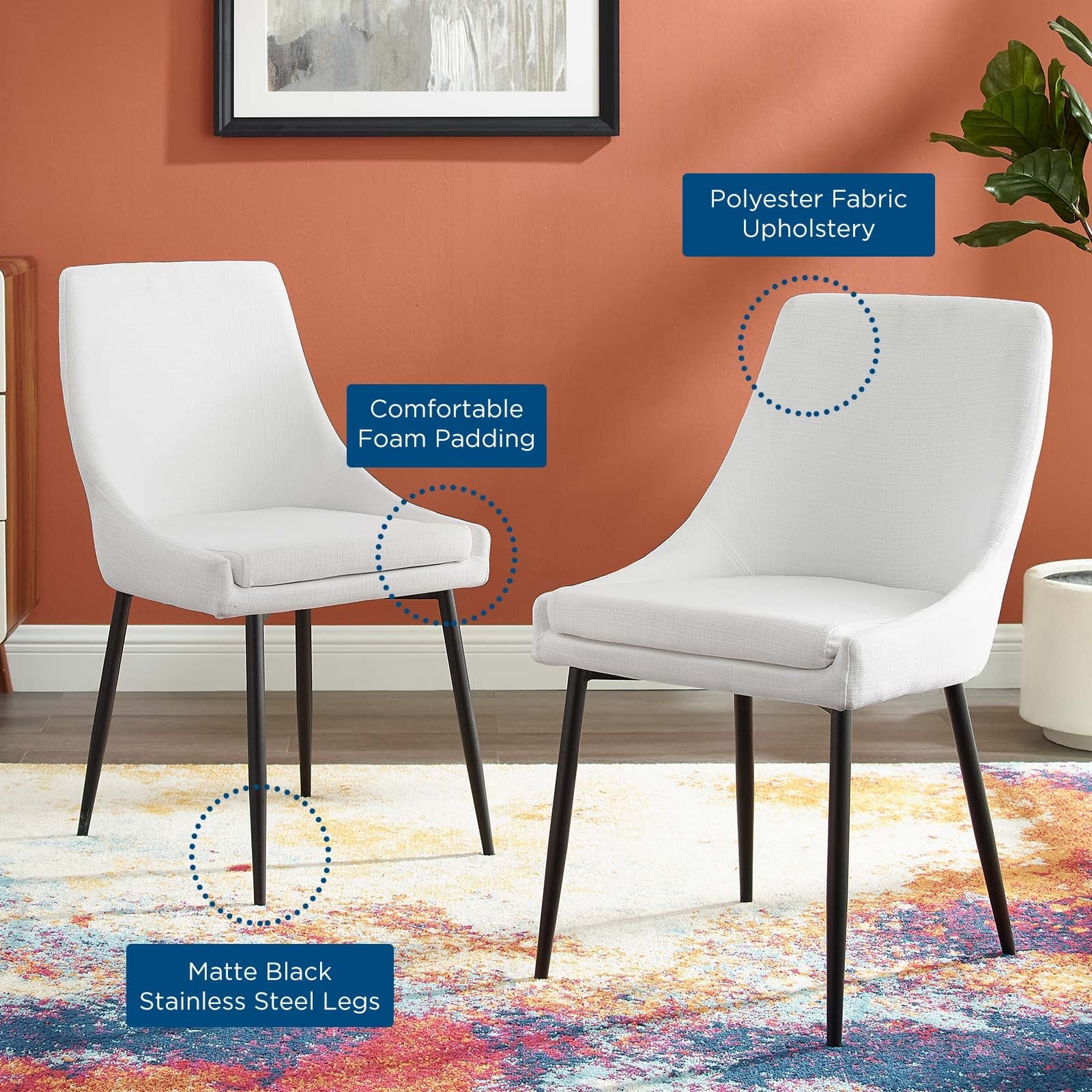 Viscount Upholstered Fabric Dining Chairs Set of 2