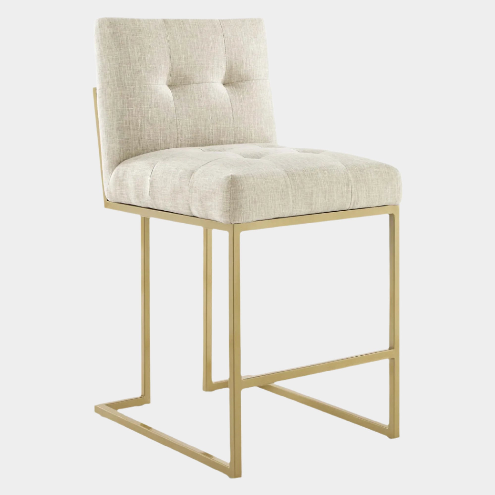 Privy Gold Stainless Steel Upholstered Fabric Counter Stool