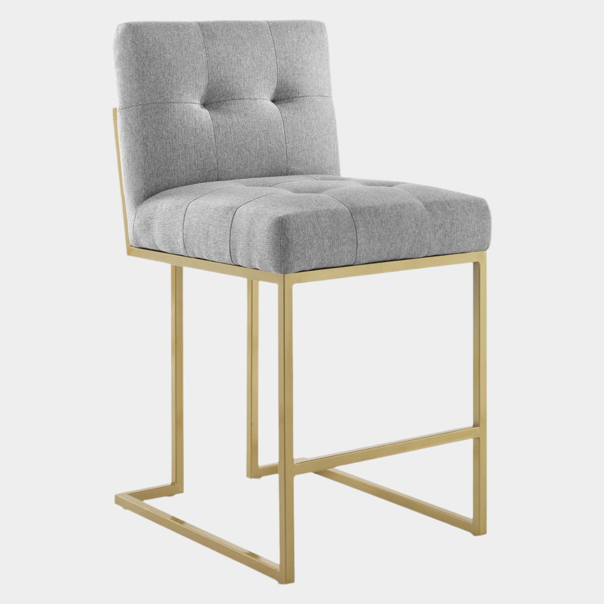 Privy Gold Stainless Steel Upholstered Fabric Counter Stool