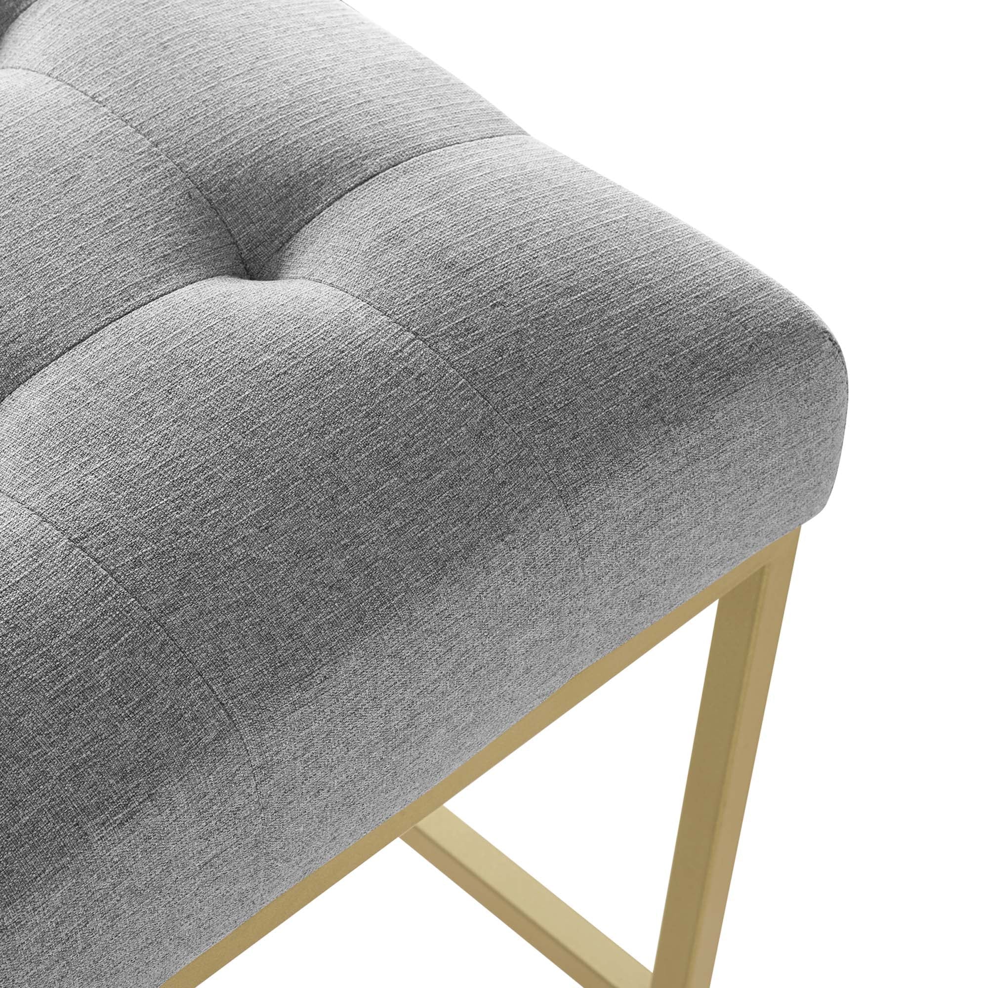 Privy Gold Stainless Steel Upholstered Fabric Counter Stool