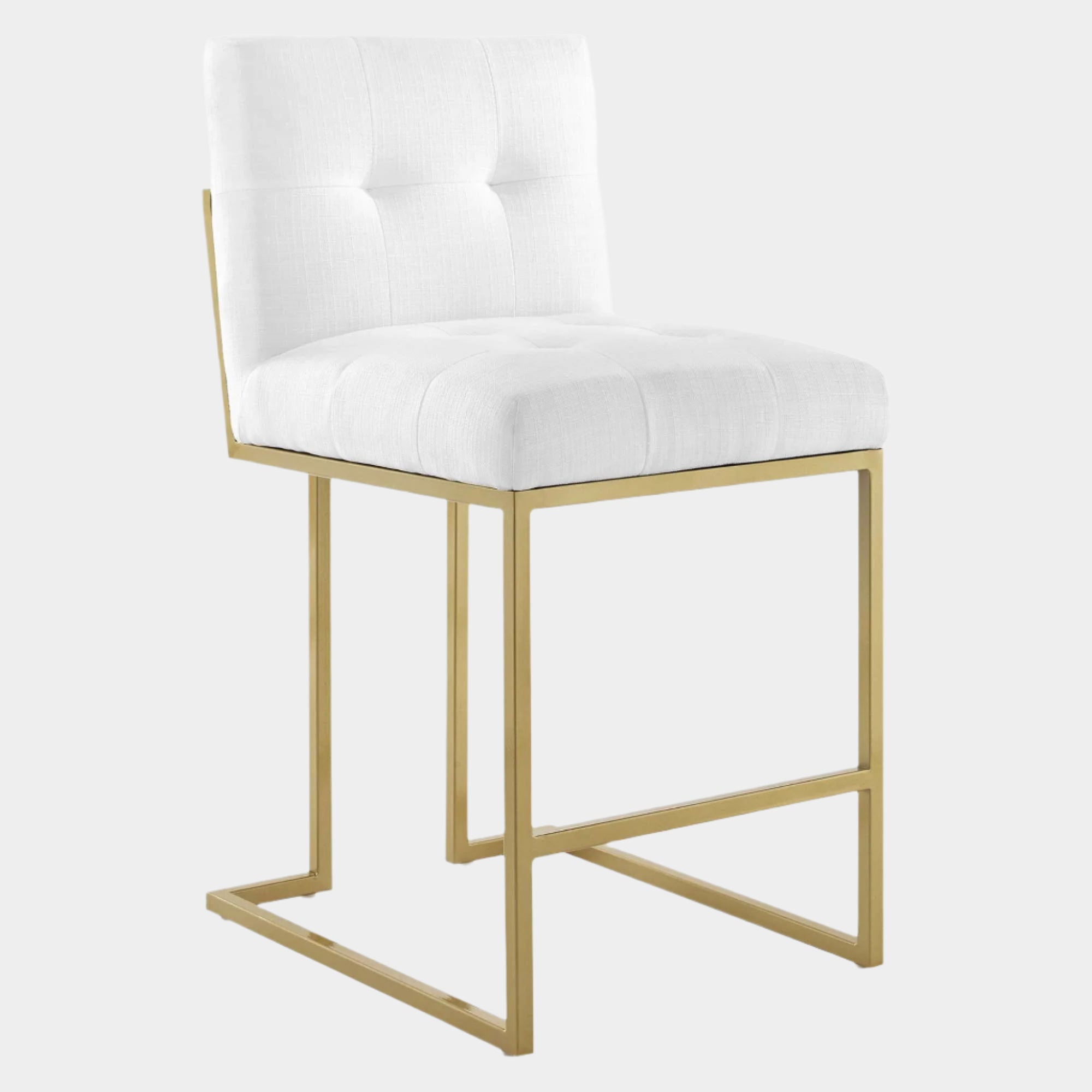 Privy Gold Stainless Steel Upholstered Fabric Counter Stool