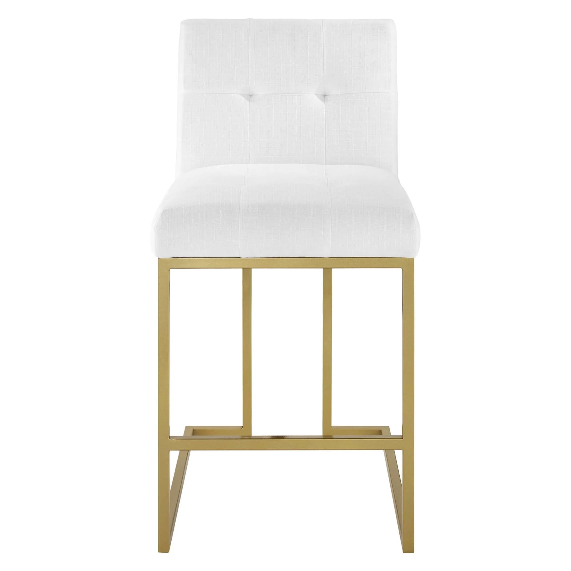 Privy Gold Stainless Steel Upholstered Fabric Counter Stool