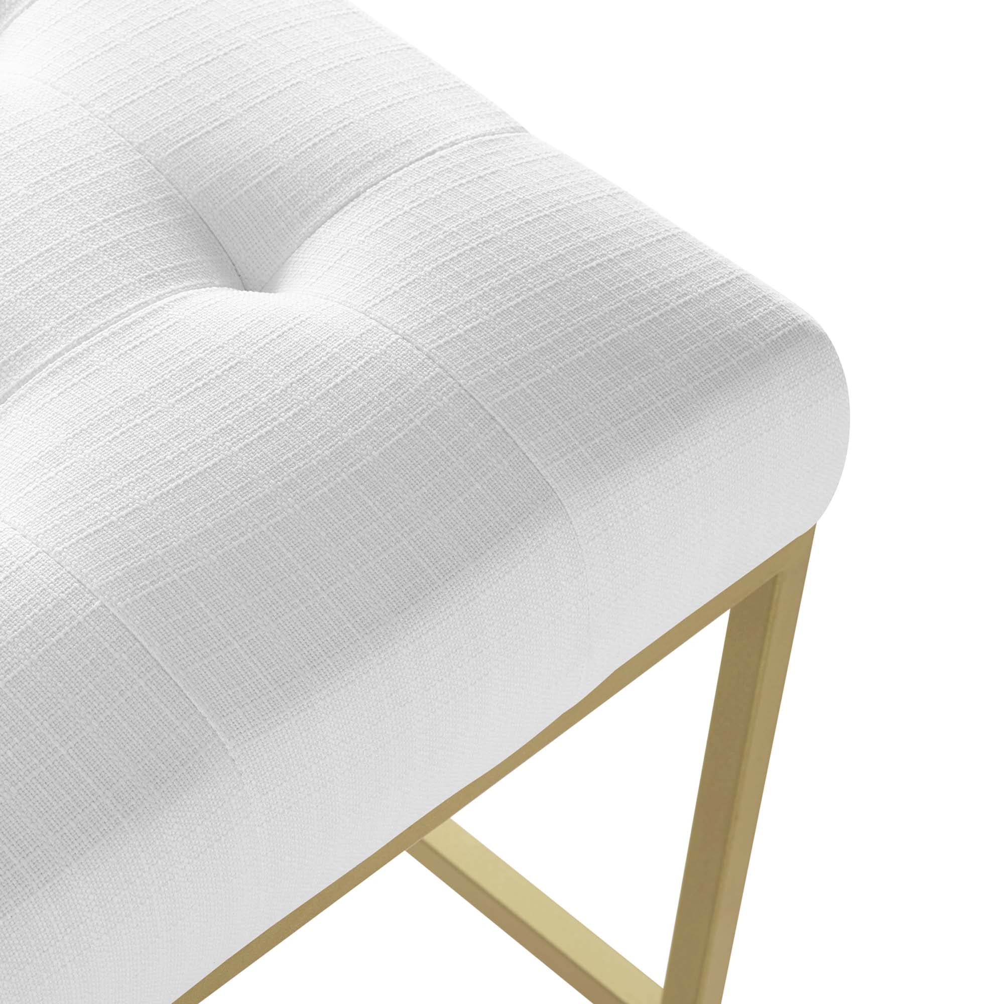 Privy Gold Stainless Steel Upholstered Fabric Counter Stool