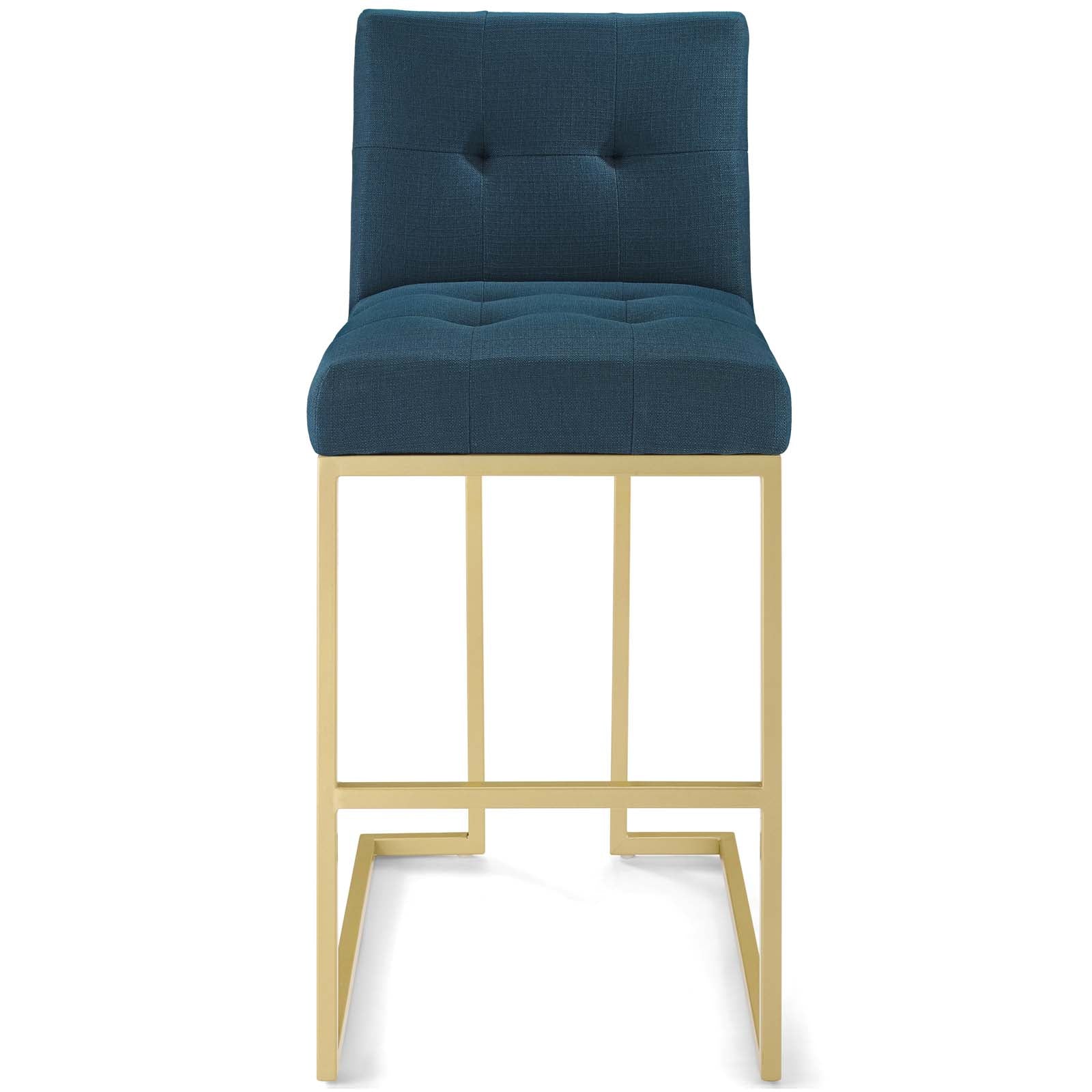 Privy Gold Stainless Steel Upholstered Fabric Bar Stool