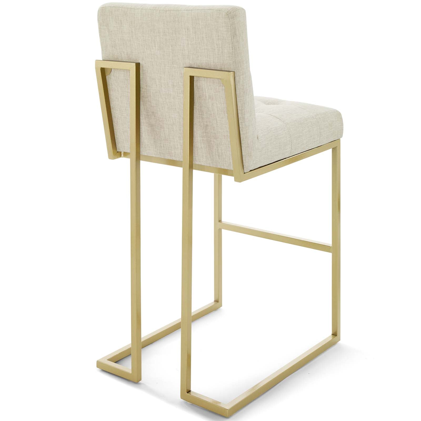 Privy Gold Stainless Steel Upholstered Fabric Bar Stool