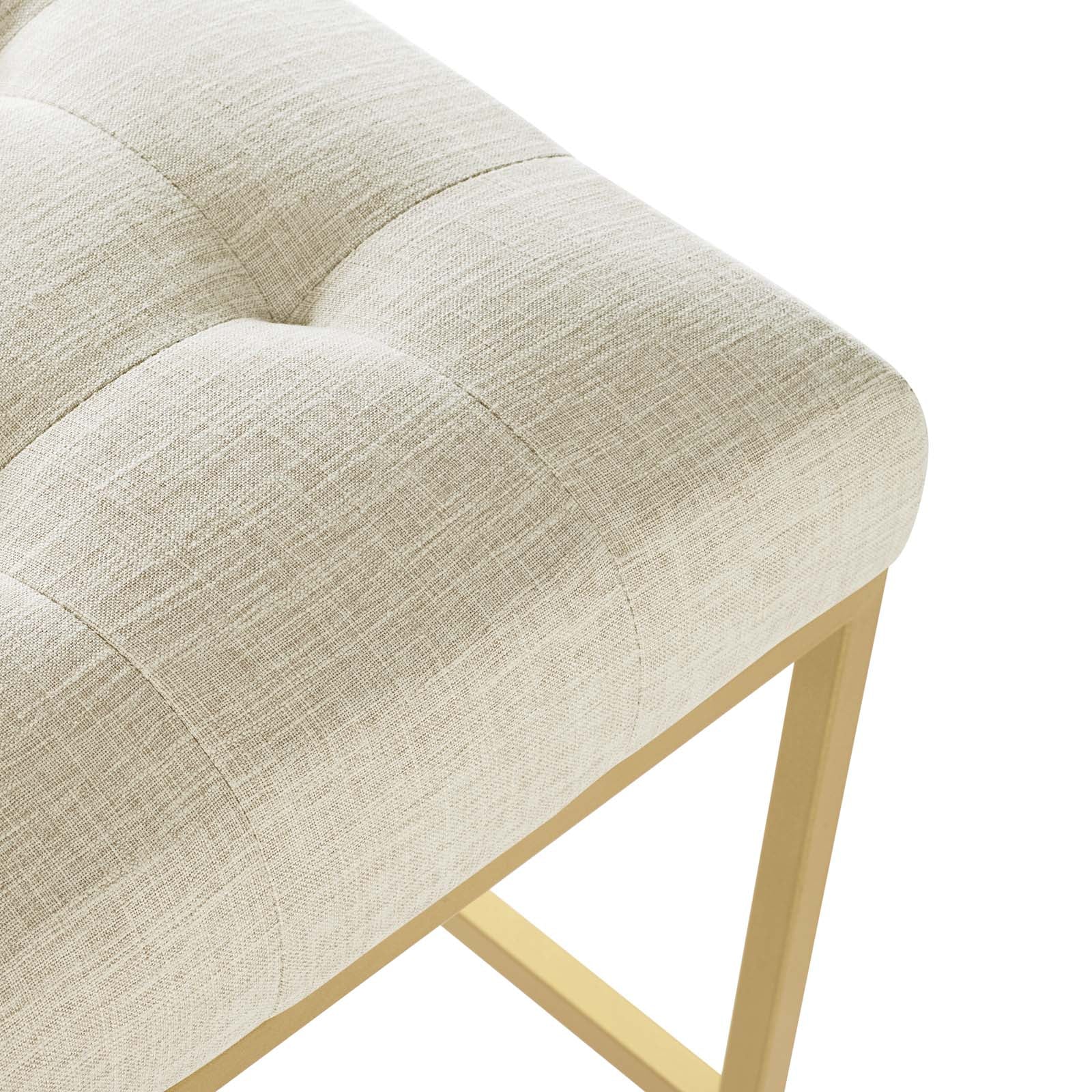 Privy Gold Stainless Steel Upholstered Fabric Bar Stool