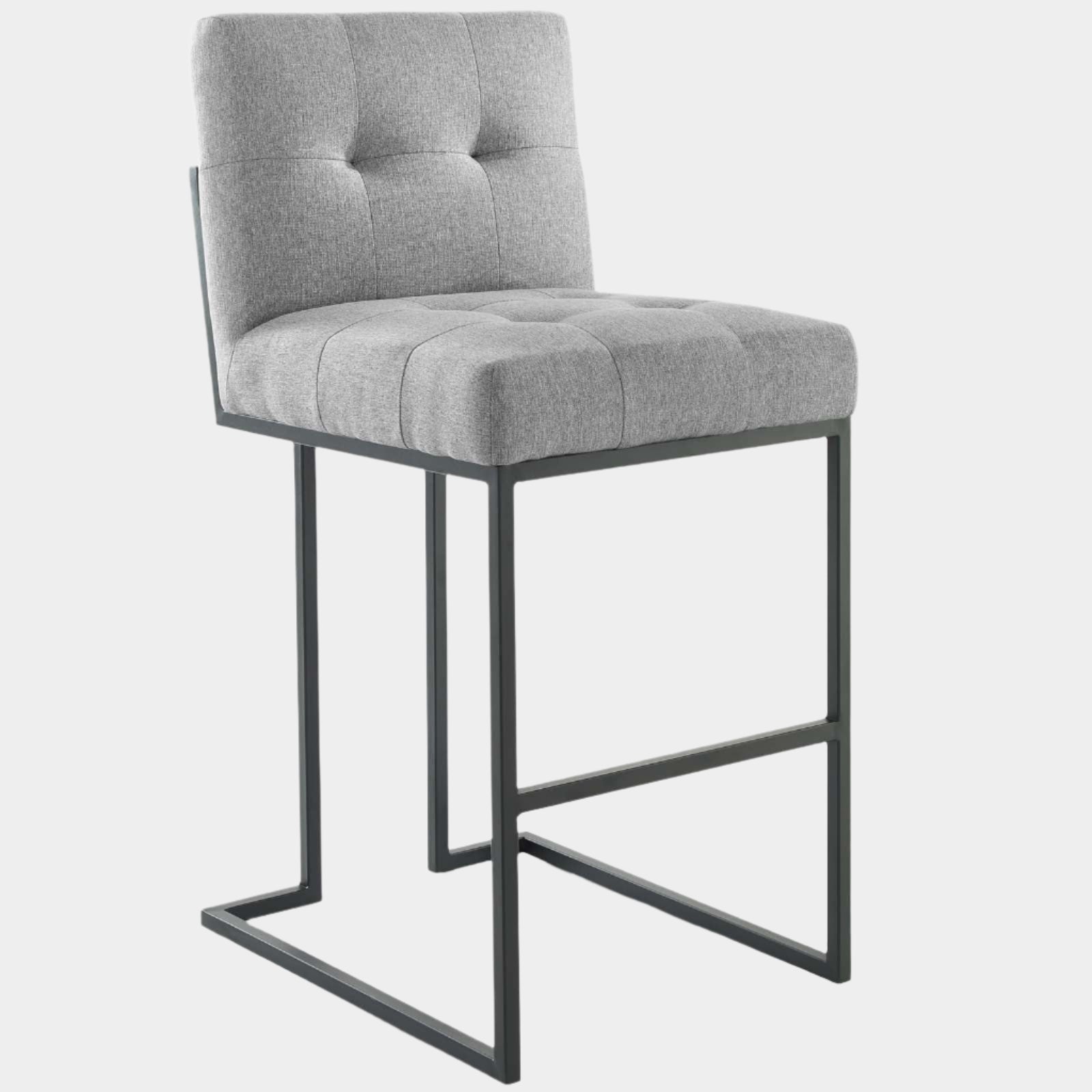 Privy Black Stainless Steel Upholstered Fabric Bar Stool