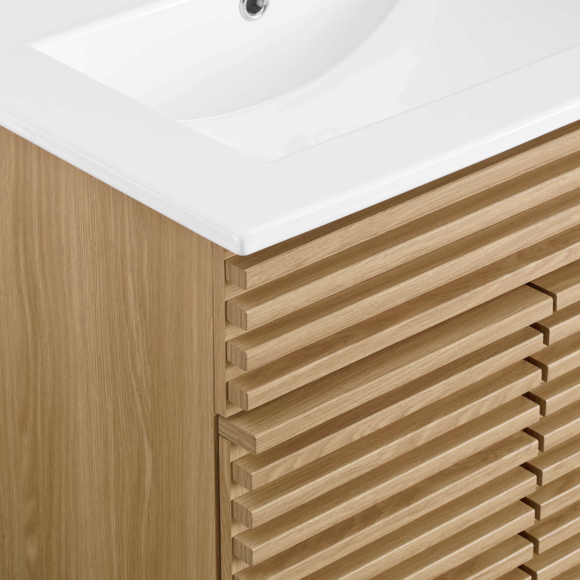 Meubles de salle de bain en bois avec vasque blanche incluse