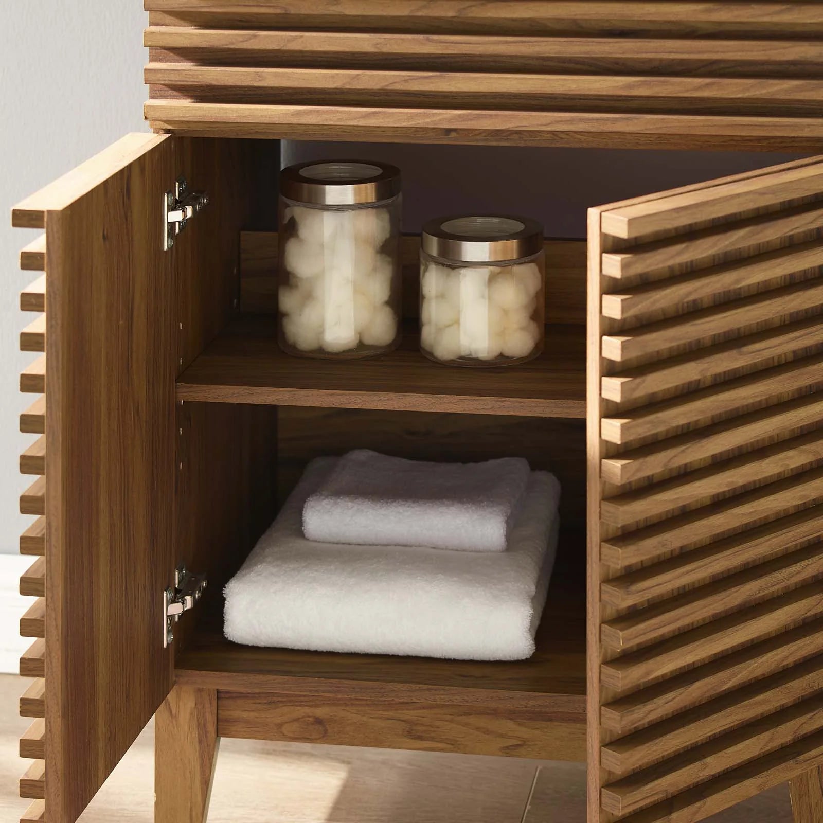 Meubles de salle de bain en bois avec vasque blanche incluse