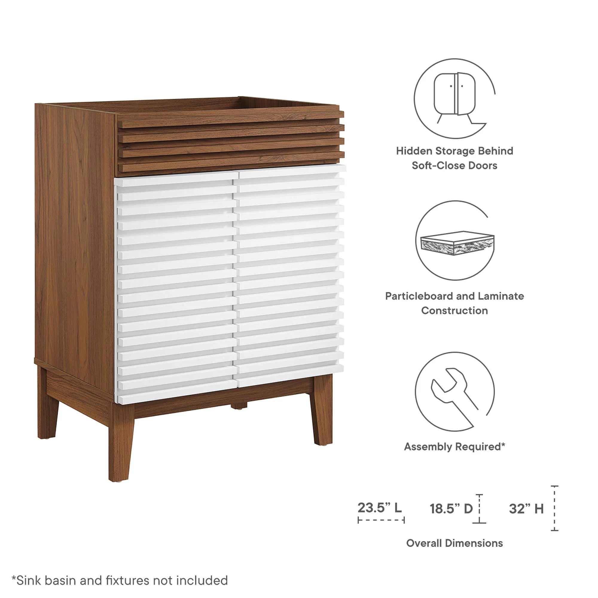 Meubles de salle de bain en bois avec vasque blanche incluse