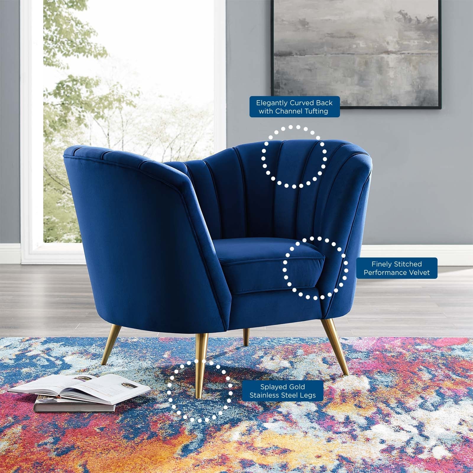 Fauteuil en velours Opportunity Performance