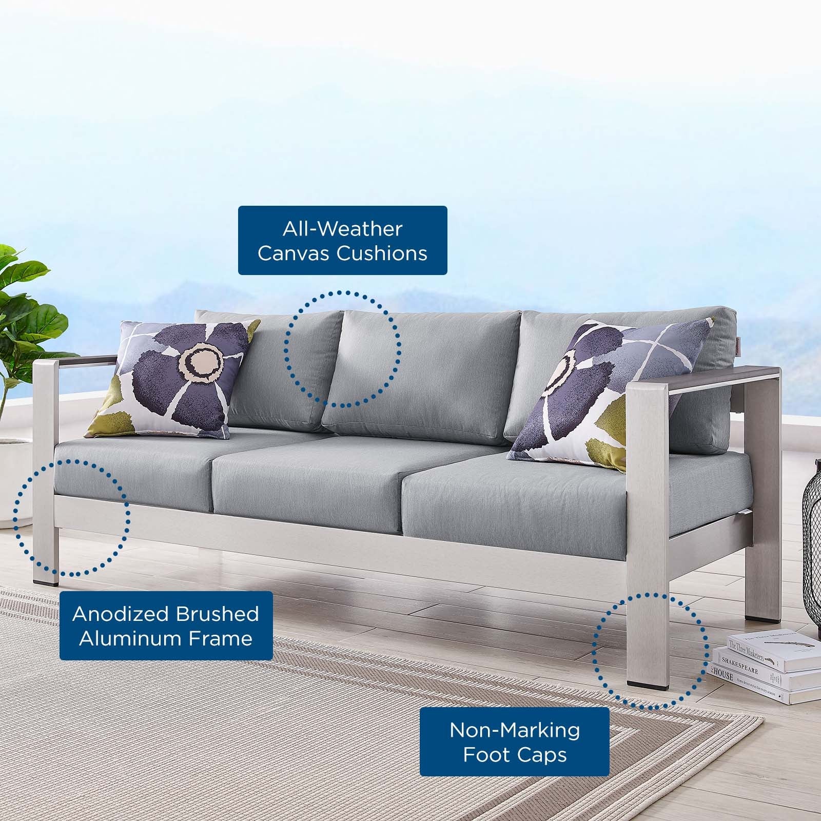 Shore Outdoor Patio Aluminum Sofa