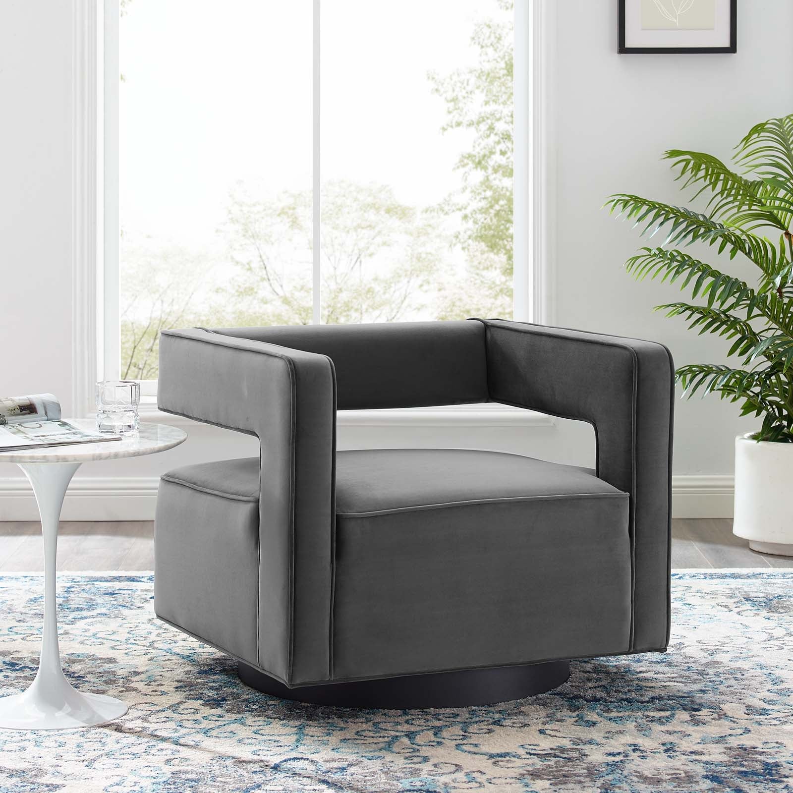 Booth Performance Velvet Performance Velvet Swivel Armchair