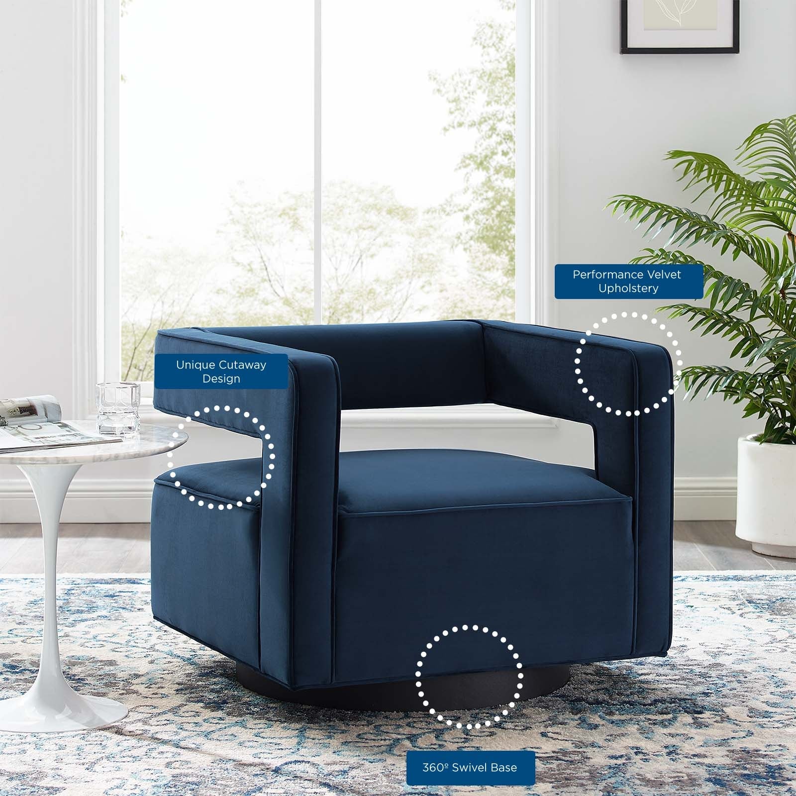 Booth Performance Velvet Performance Velvet Swivel Armchair