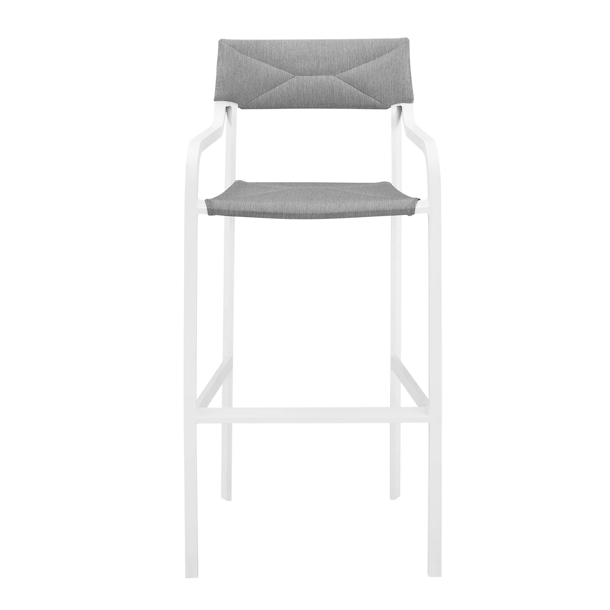 Raleigh Outdoor Patio Aluminum Bar Stool Set of 2 in White Gray