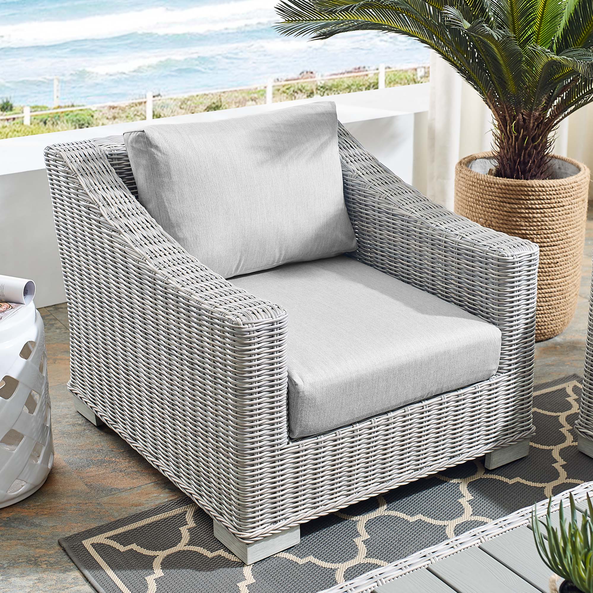 Conway Sunbrella® Outdoor Patio Wicker Rattan Armchair