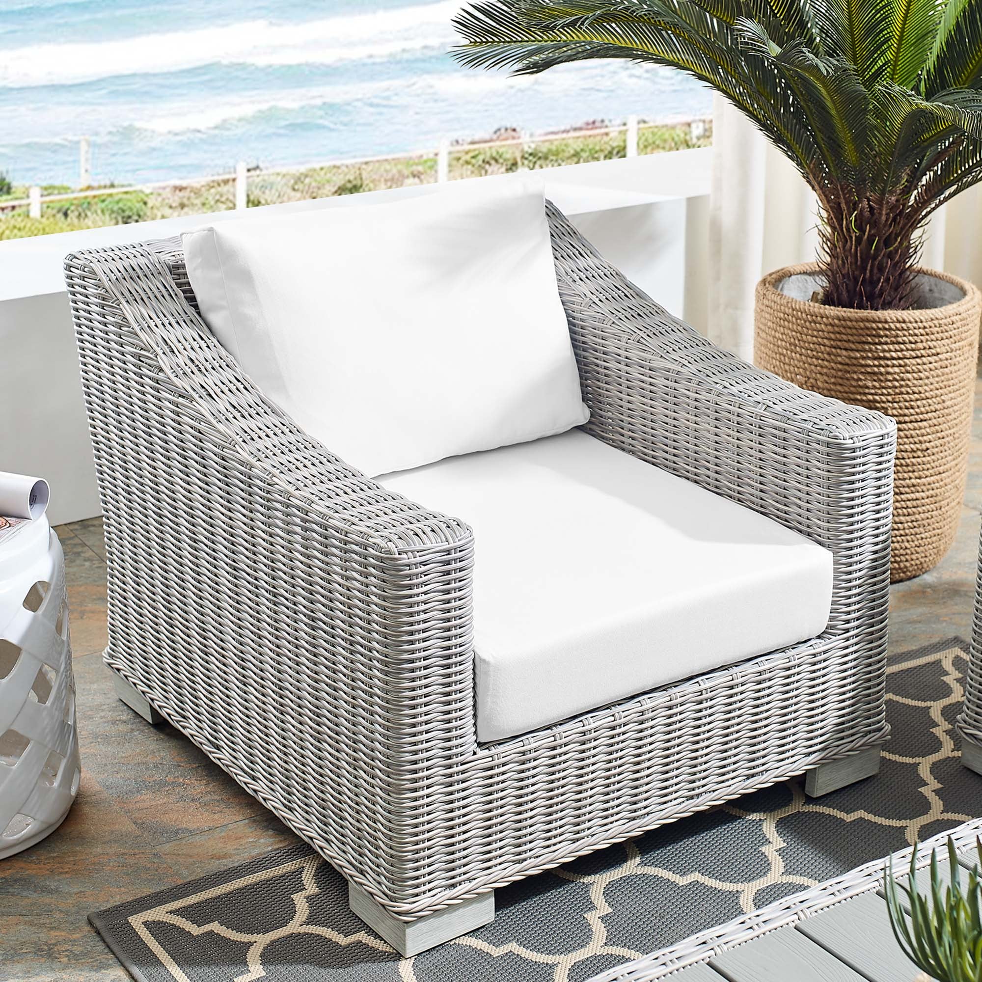 Conway Sunbrella® Outdoor Patio Wicker Rattan Armchair