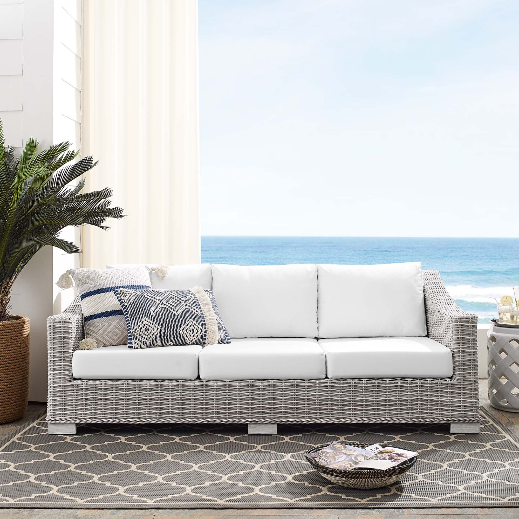 Conway Sunbrella® Outdoor Patio Wicker Rattan Sofa