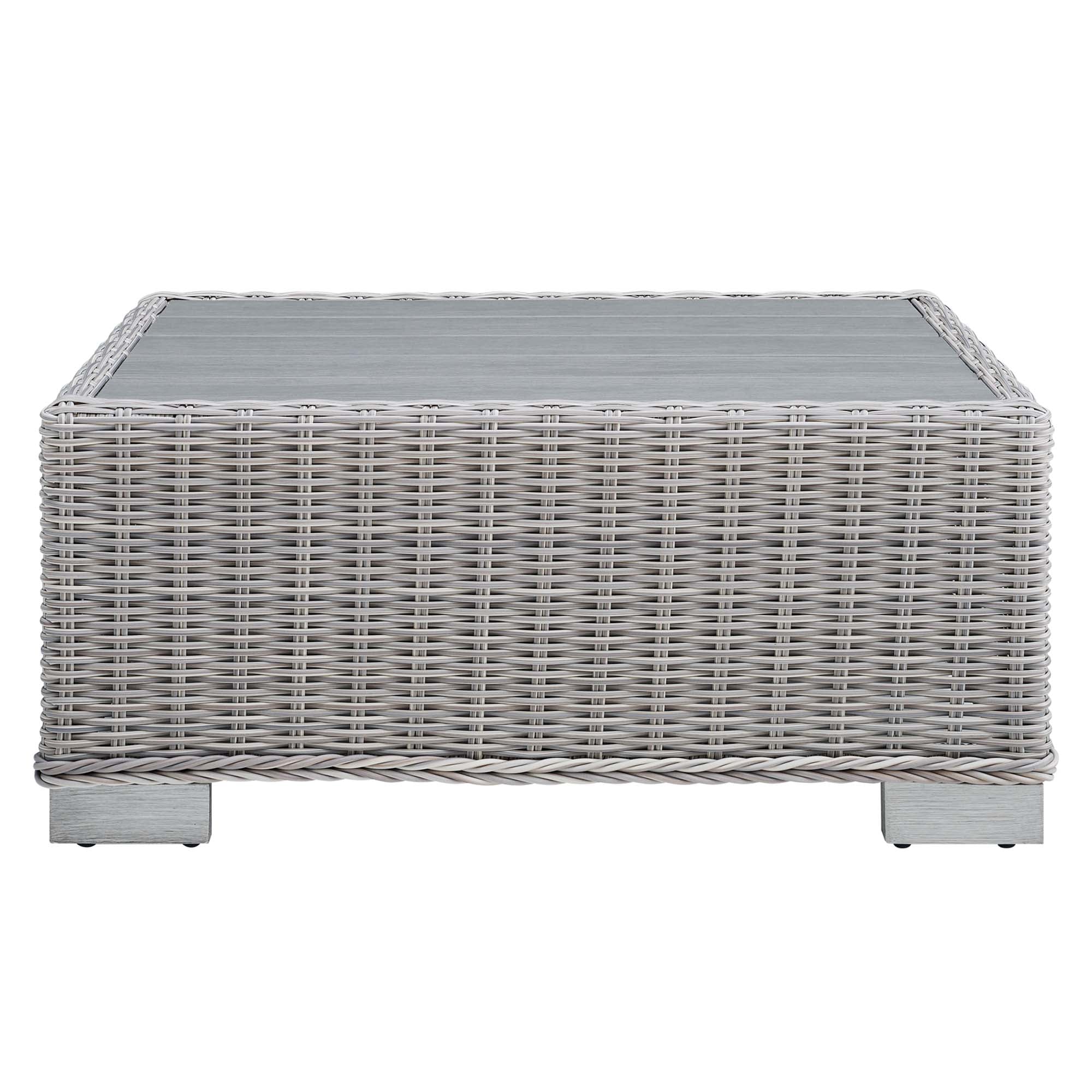 Conway 32" Outdoor Patio Wicker Rattan Coffee Table in Light Gray