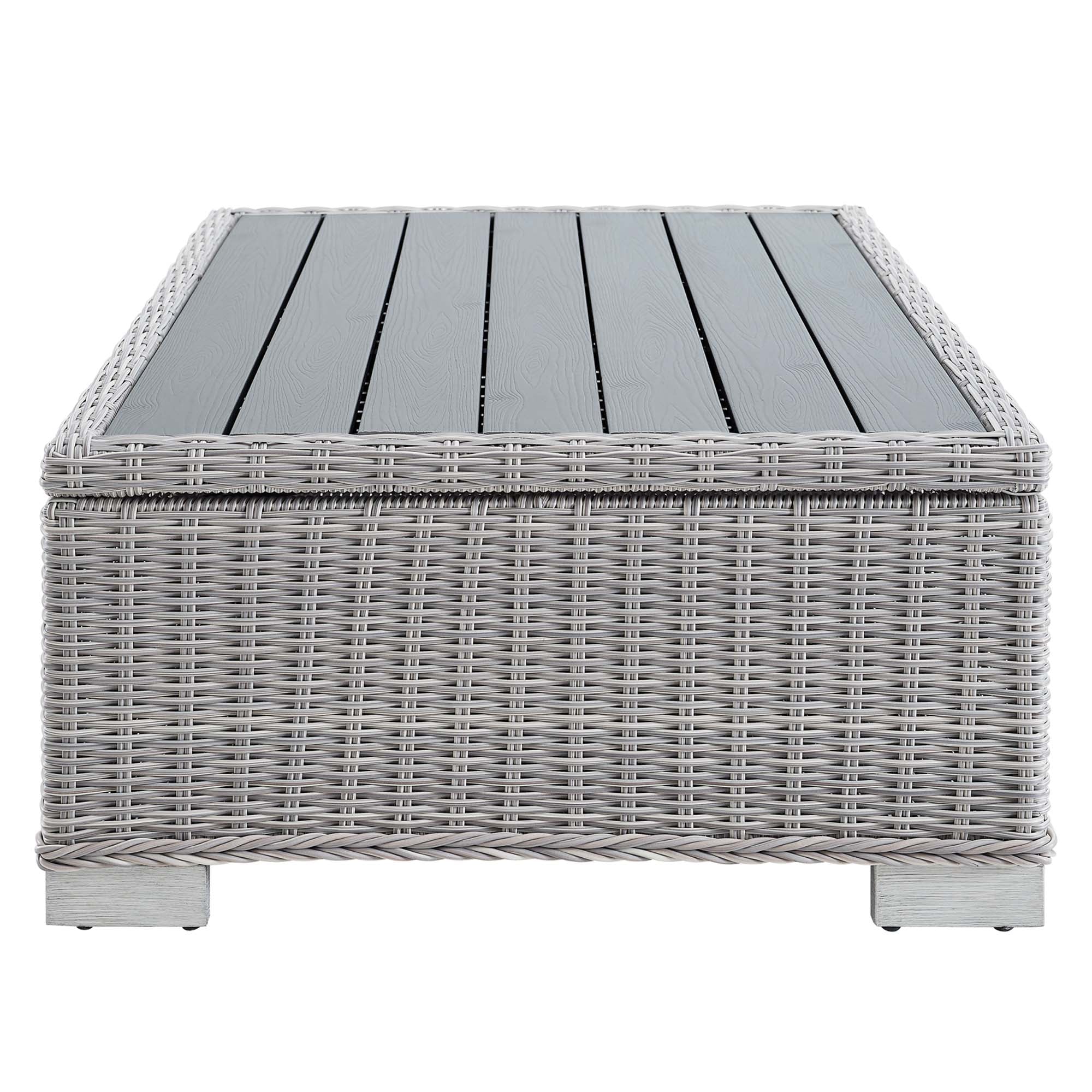 Conway 45" Outdoor Patio Wicker Rattan Coffee Table in Light Gray