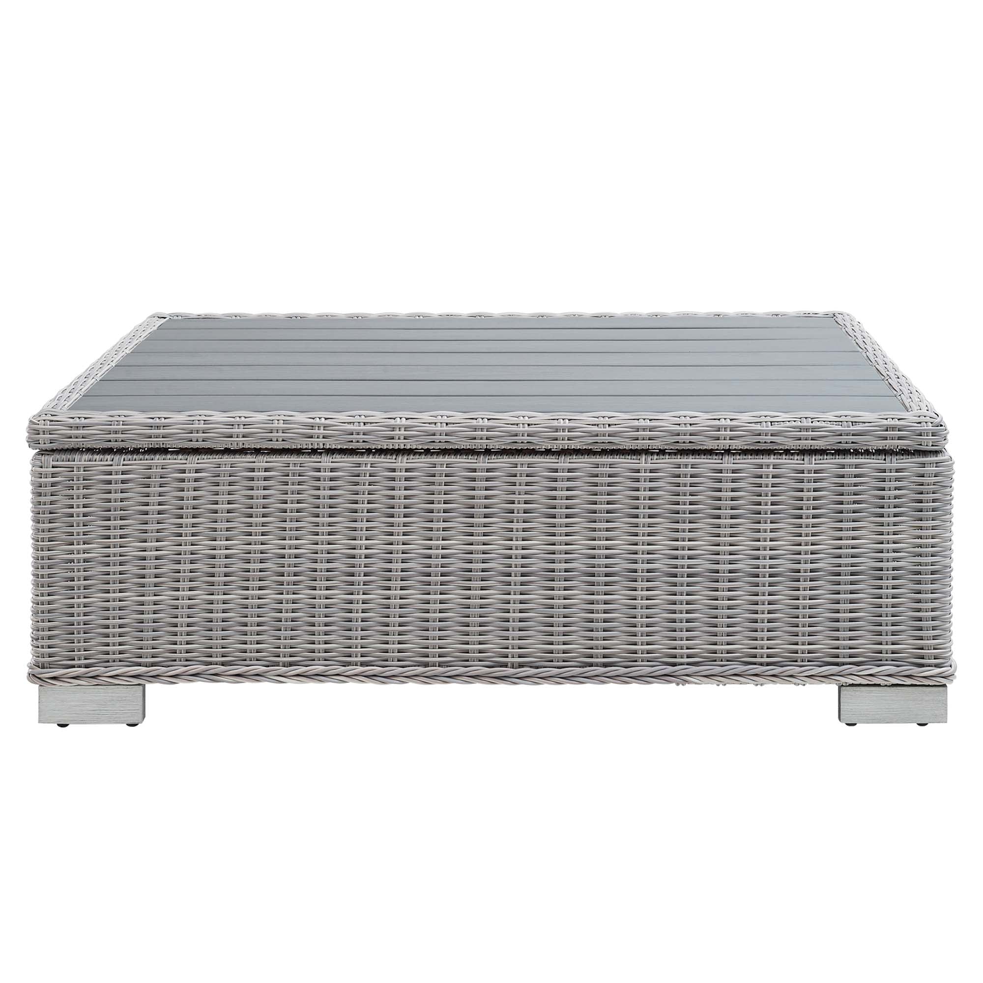 Conway 45" Outdoor Patio Wicker Rattan Coffee Table in Light Gray