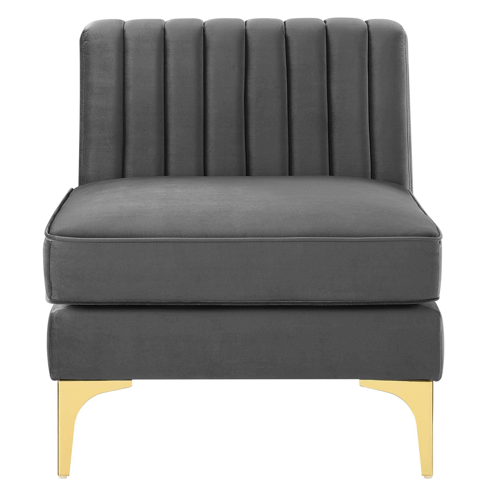 Fauteuil sans accoudoirs en velours capitonné Triumph Channel Performance