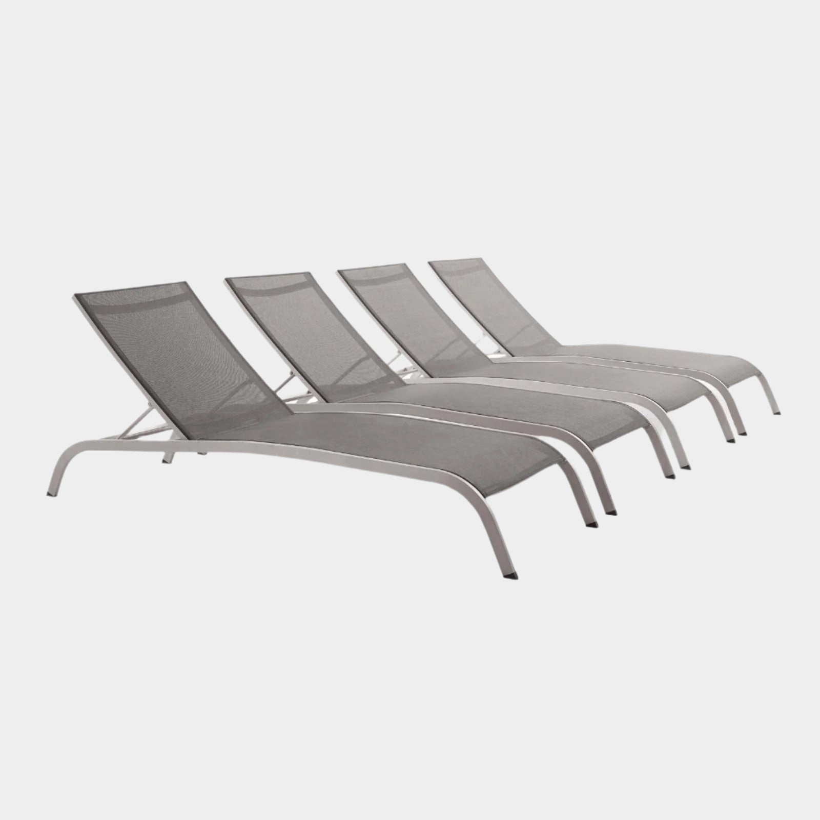 Savannah Outdoor Patio Mesh Chaise Lounge Set of 4 in Black