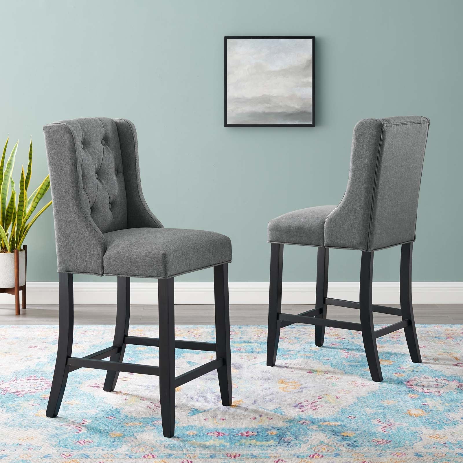 Baronet Upholstered Fabric Counter Bar Stool Set of 2