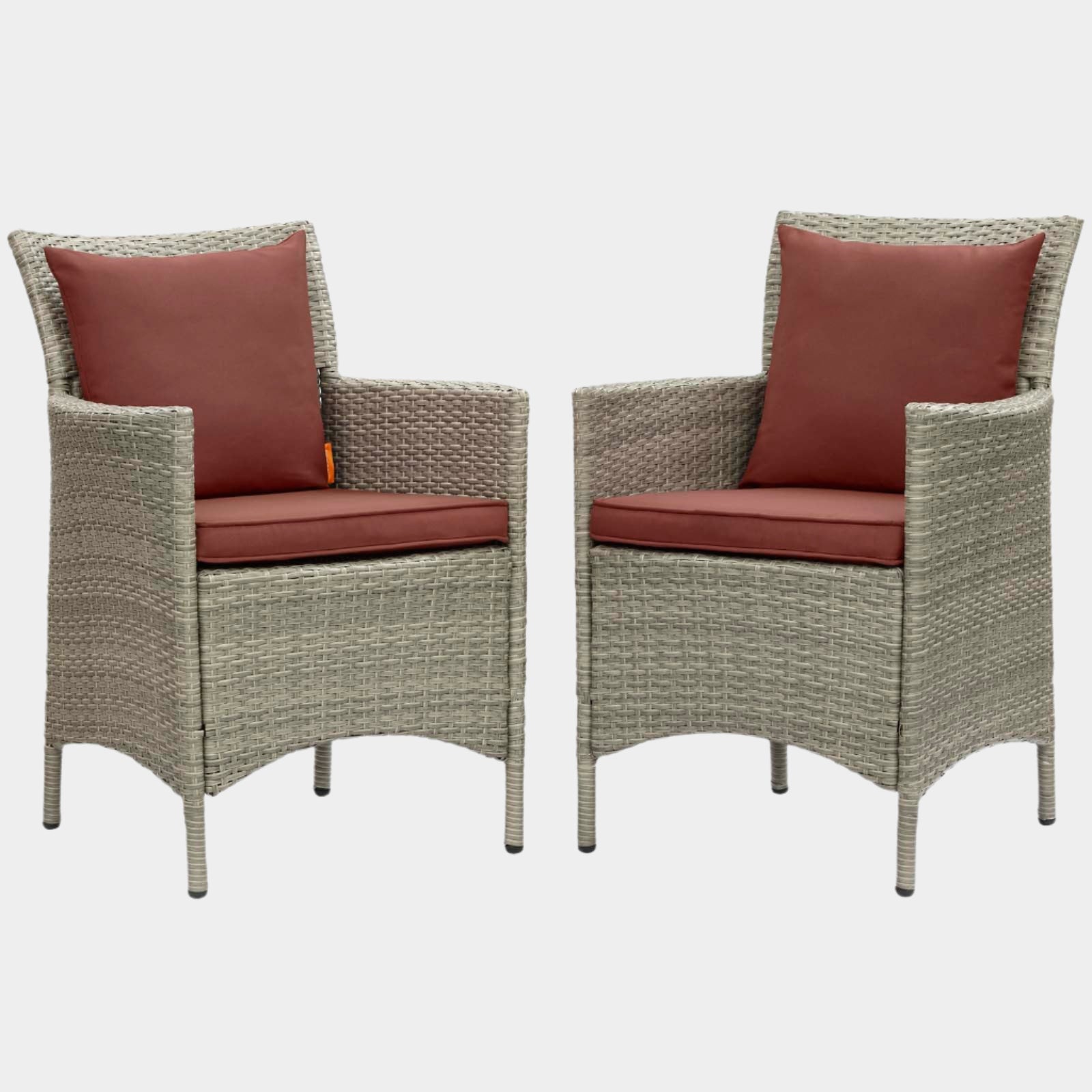 Conduit Outdoor Patio Wicker Rattan Dining Armchair Set of 2