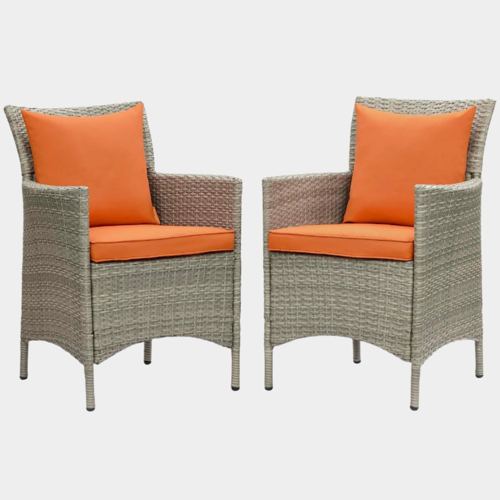 Conduit Outdoor Patio Wicker Rattan Dining Armchair Set of 2