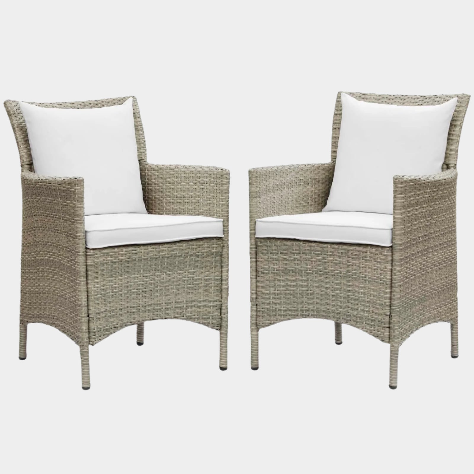 Conduit Outdoor Patio Wicker Rattan Dining Armchair Set of 2