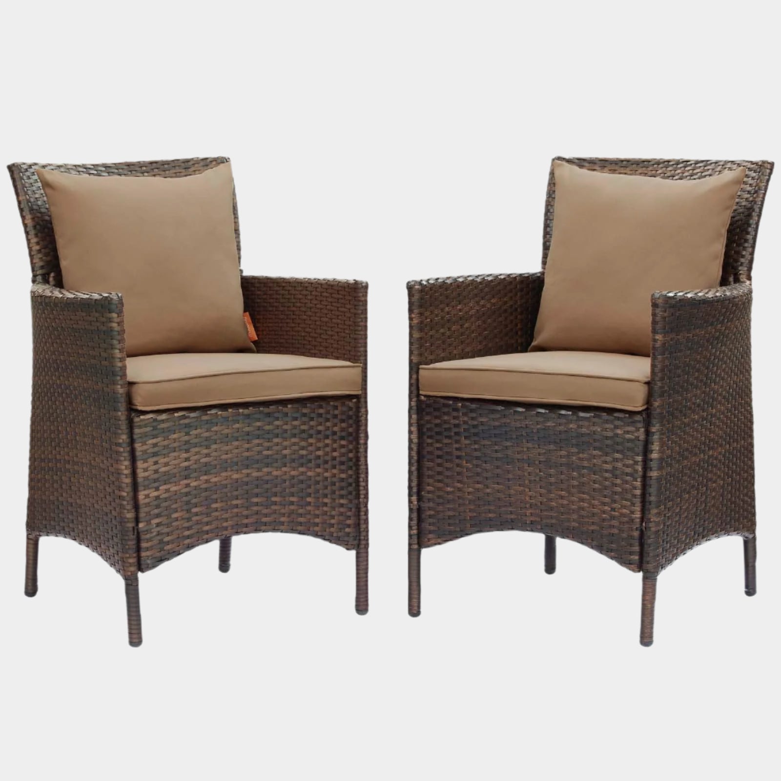 Conduit Outdoor Patio Wicker Rattan Dining Armchair Set of 2