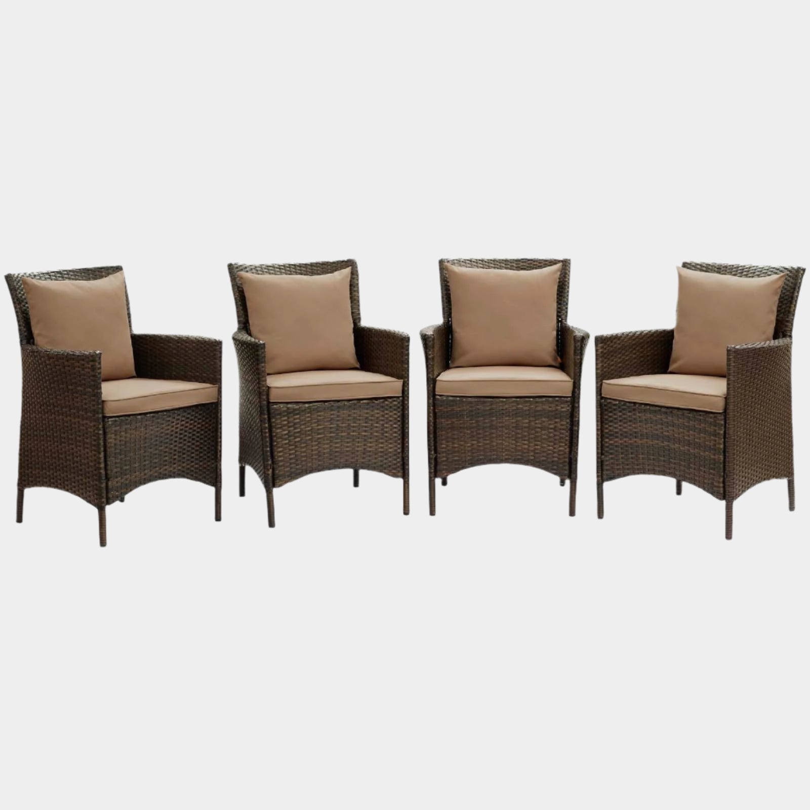 Conduit Outdoor Patio Wicker Rattan Dining Armchair Set of 4