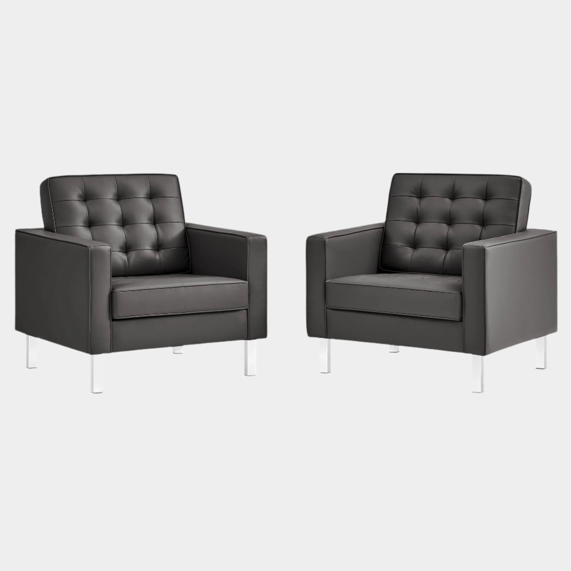 Loft Tufted Vegan Leather Armchairs - Set of 2