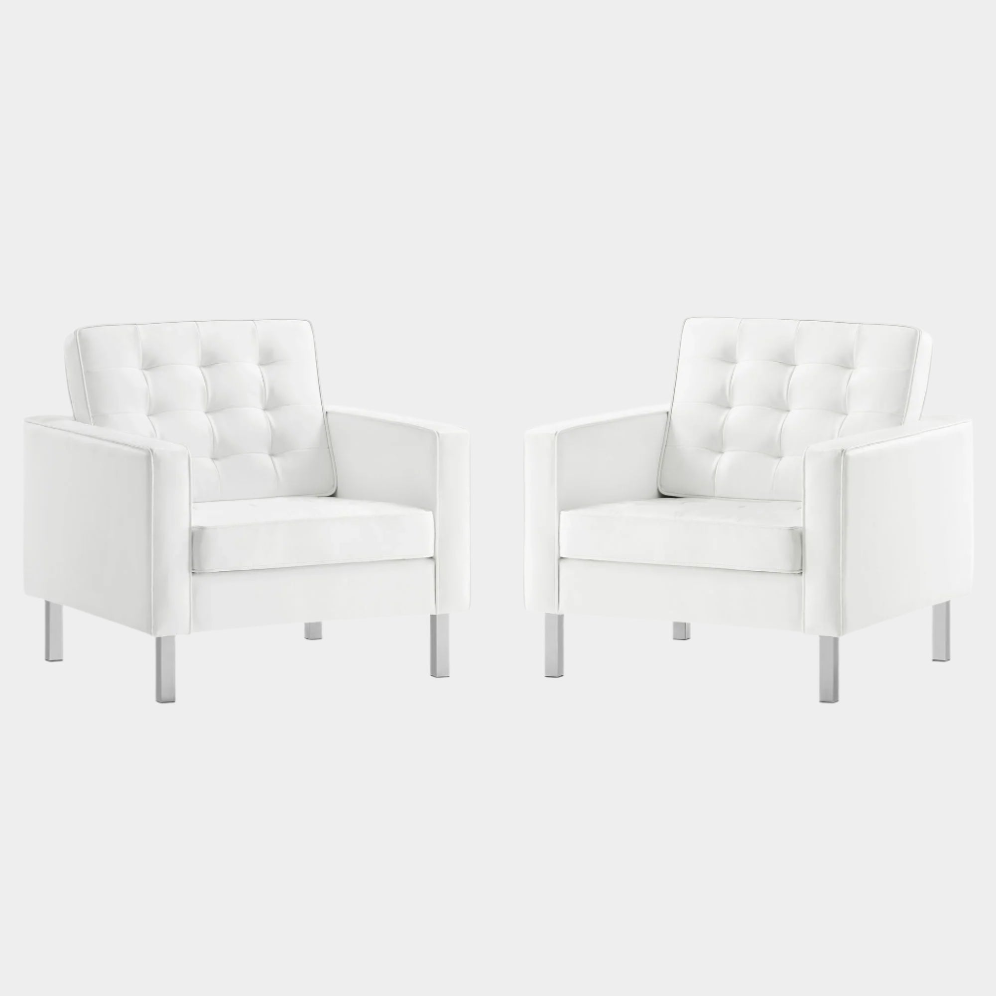 Loft Tufted Vegan Leather Armchairs - Set of 2