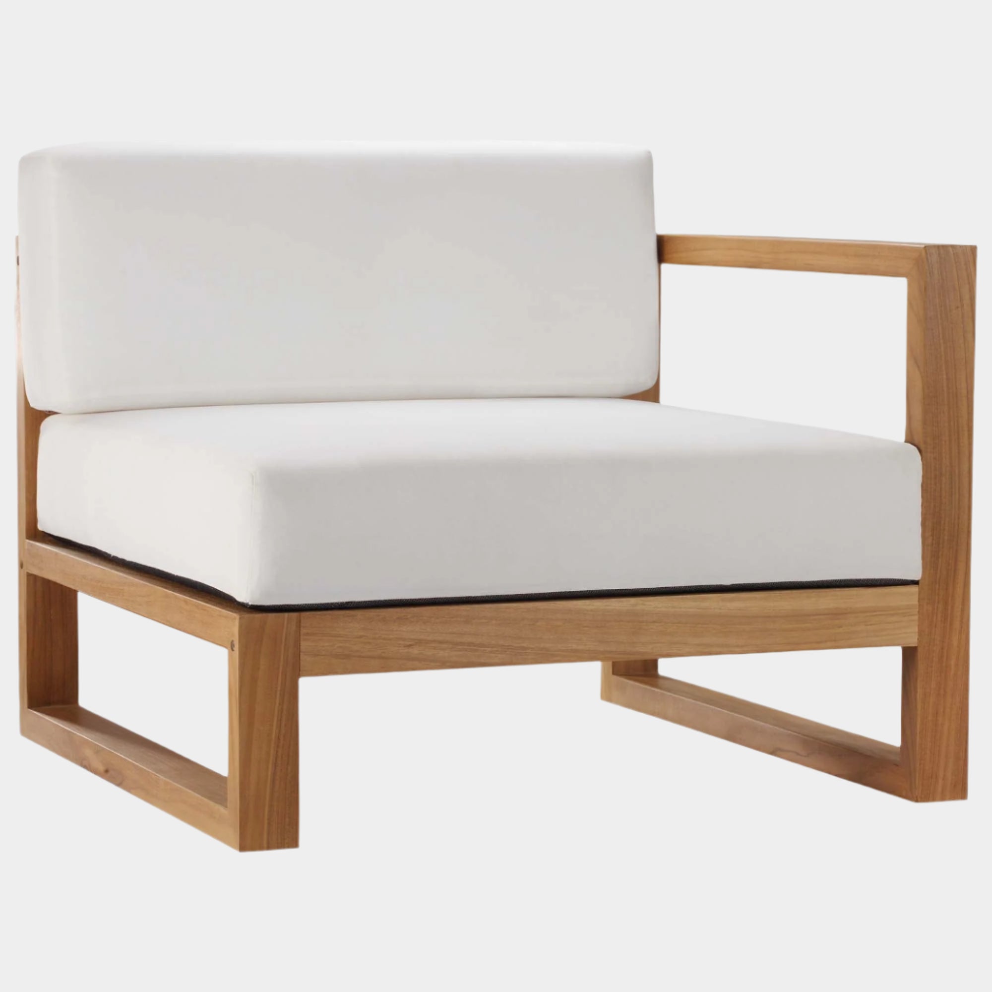 Upland Outdoor Patio Right-Arm Chair in Natural White