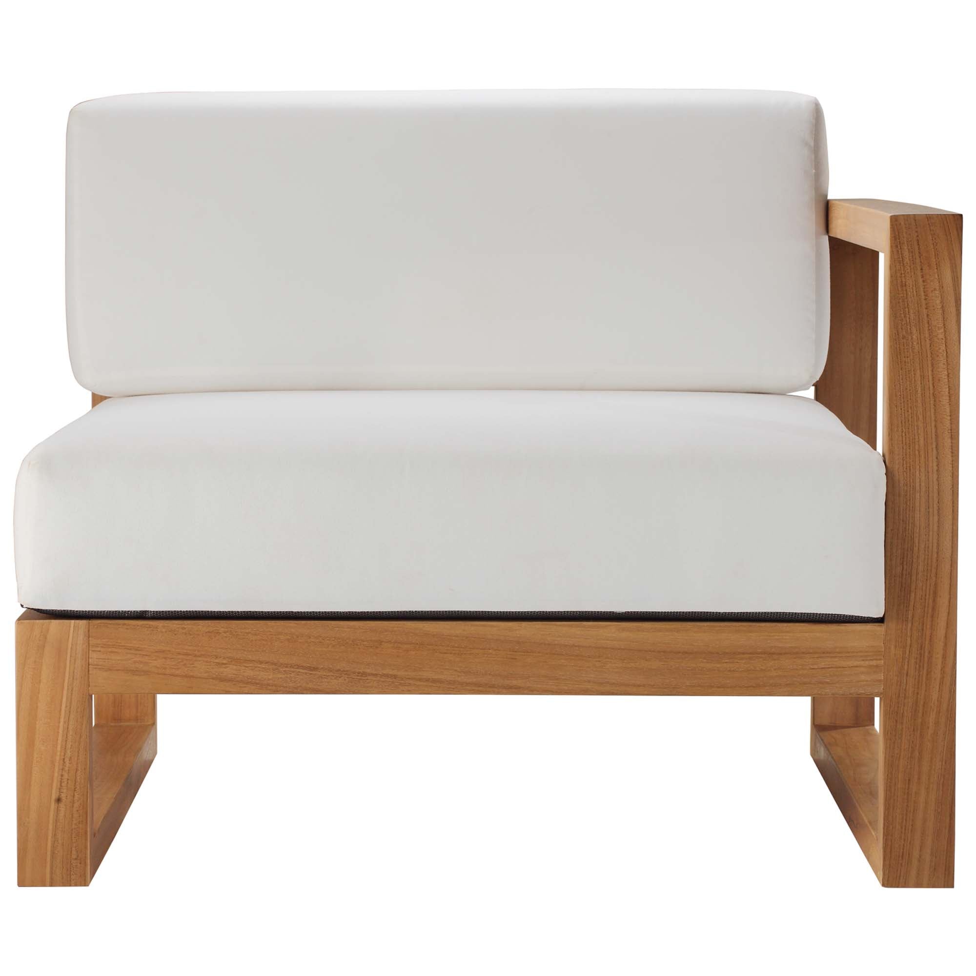 Upland Outdoor Patio Right-Arm Chair in Natural White