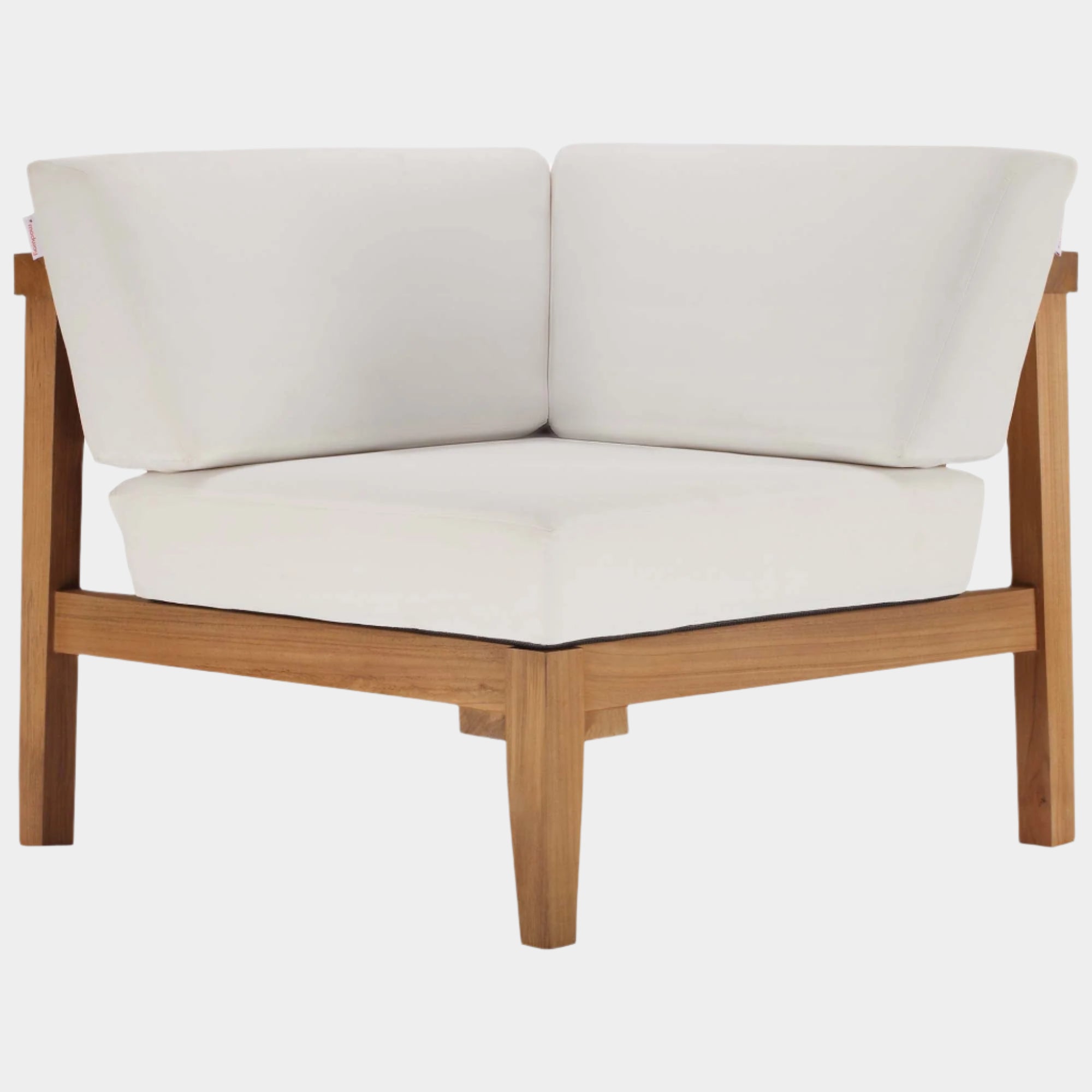 Bayport Outdoor Patio Teak Wood Corner Chair in Natural White