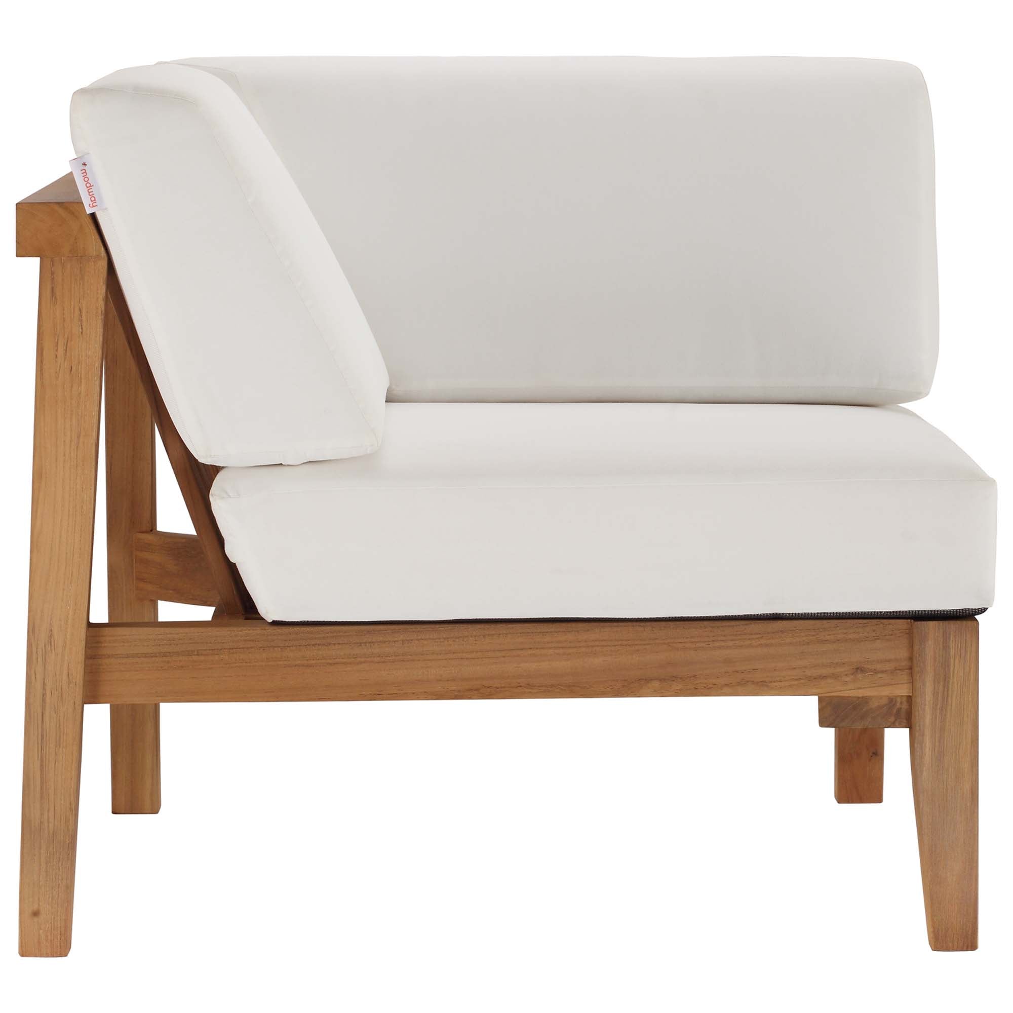 Bayport Outdoor Patio Teak Wood Corner Chair in Natural White