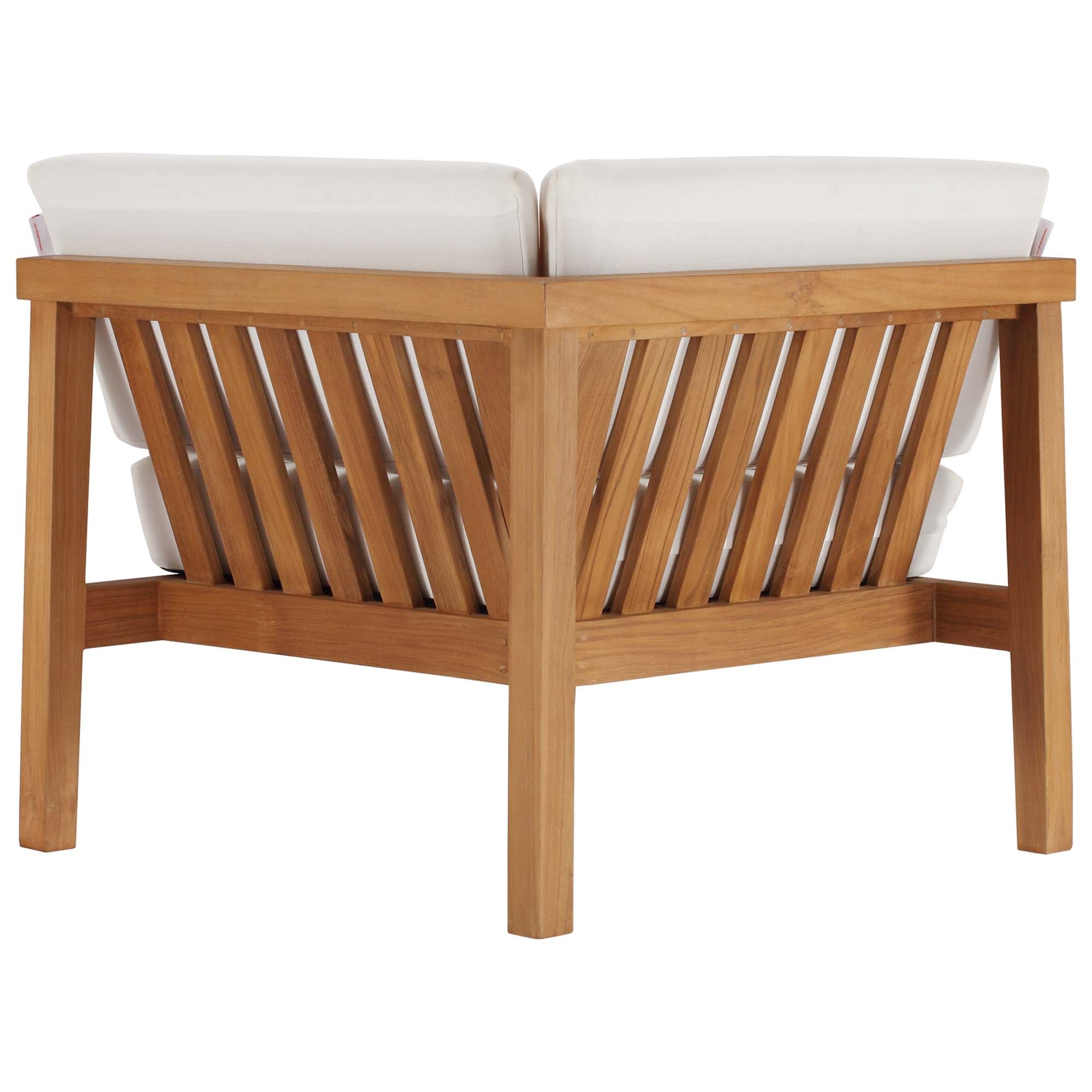 Bayport Outdoor Patio Teak Wood Corner Chair in Natural White