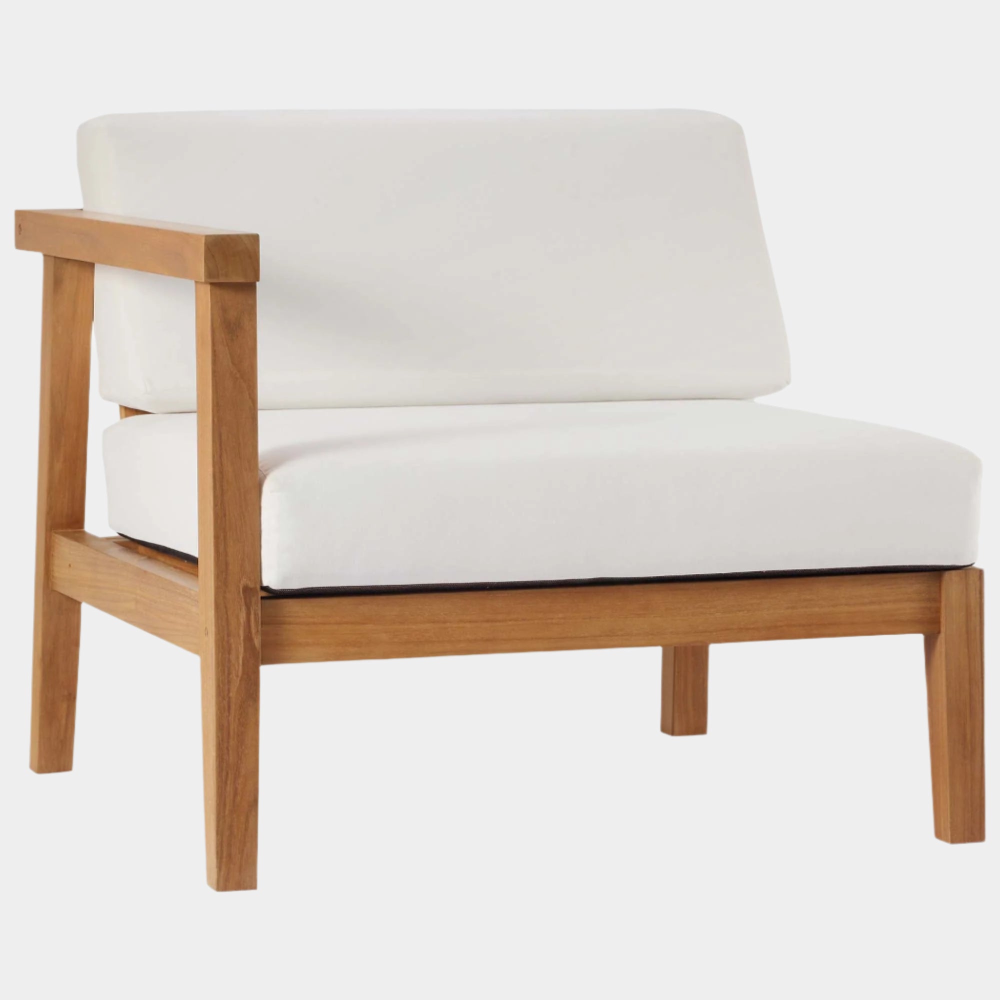 Bayport Outdoor Patio Teak Wood Left-Arm Chair in Natural White