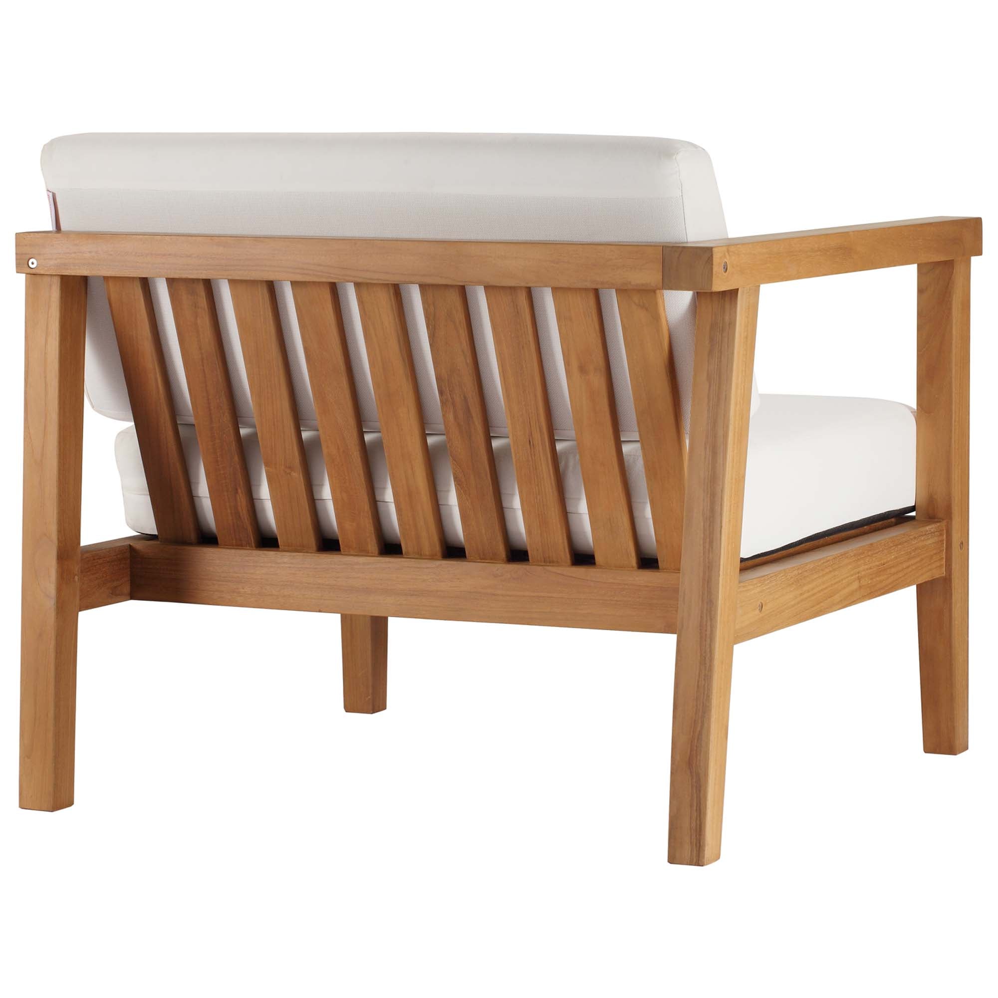 Bayport Outdoor Patio Teak Wood Left-Arm Chair in Natural White