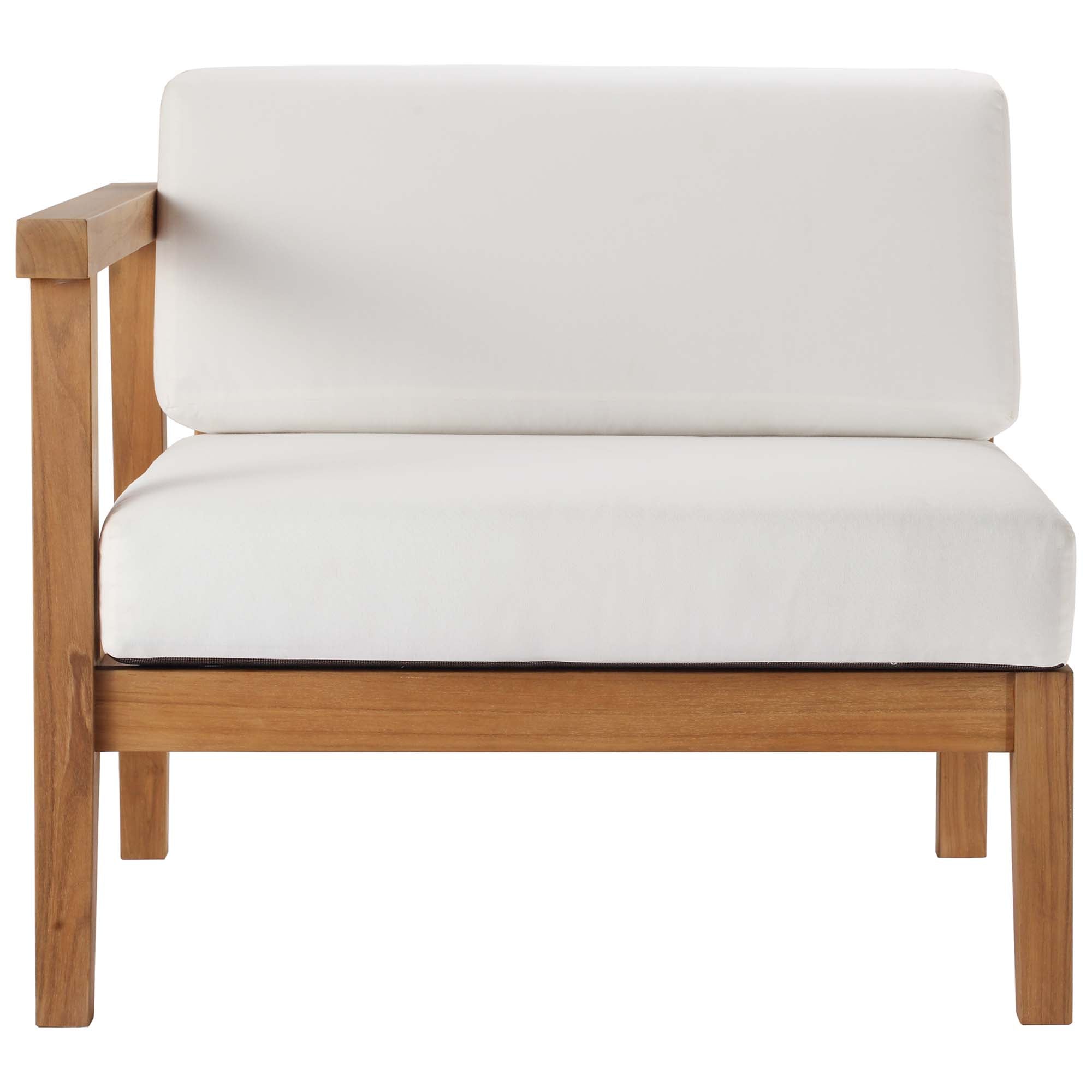 Bayport Outdoor Patio Teak Wood Left-Arm Chair in Natural White