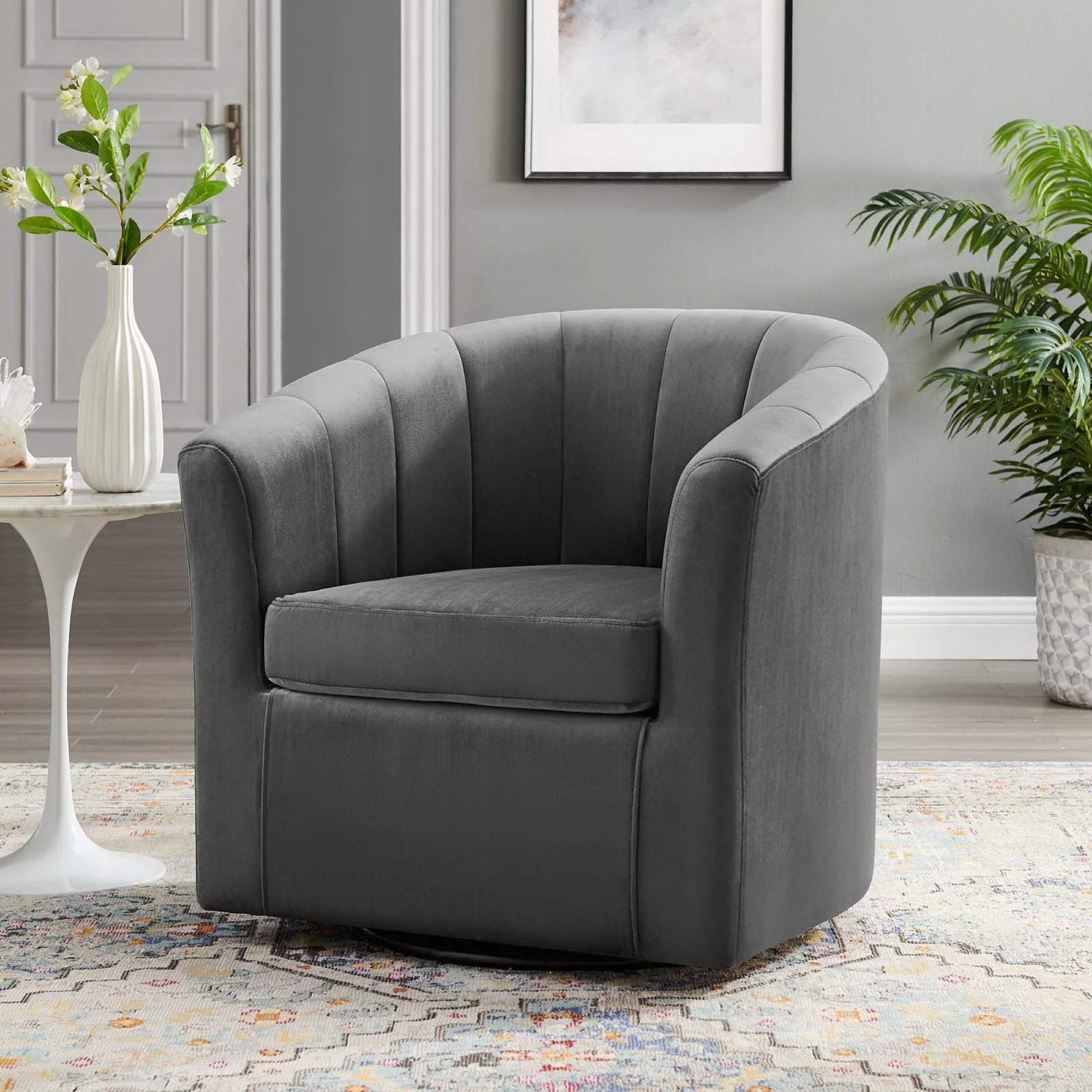 Fauteuil pivotant en velours Prospect Performance