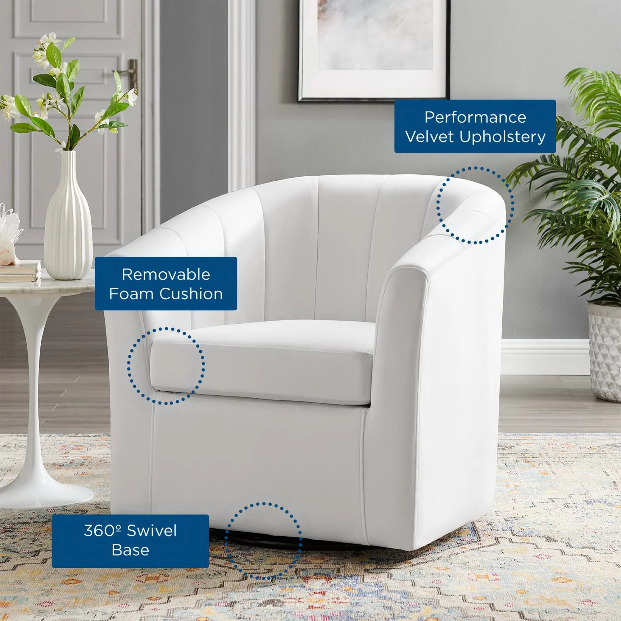 Fauteuil pivotant en velours Prospect Performance