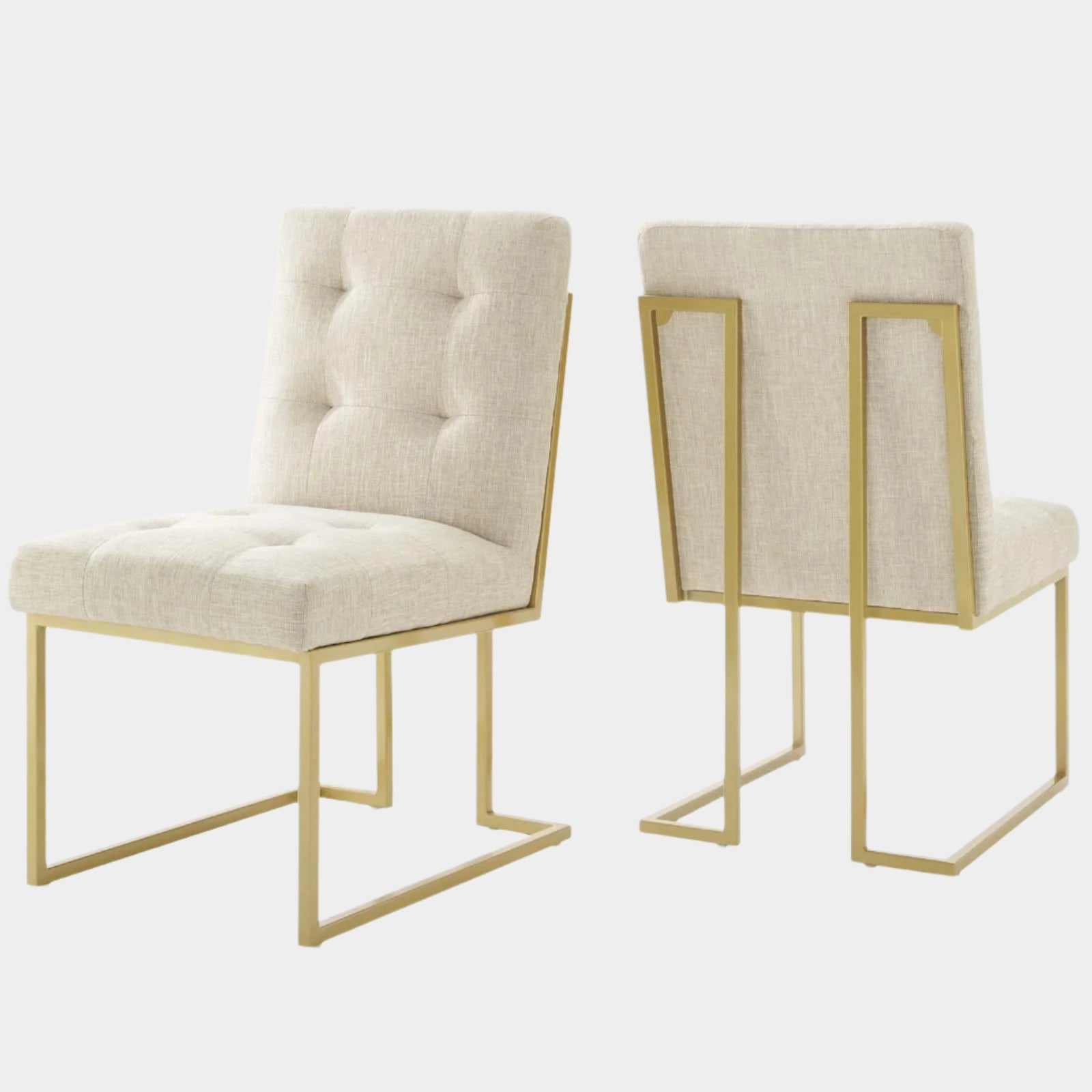 Privy Gold Stainless Steel Upholstered Fabric Dining Accent Chair Set of 2