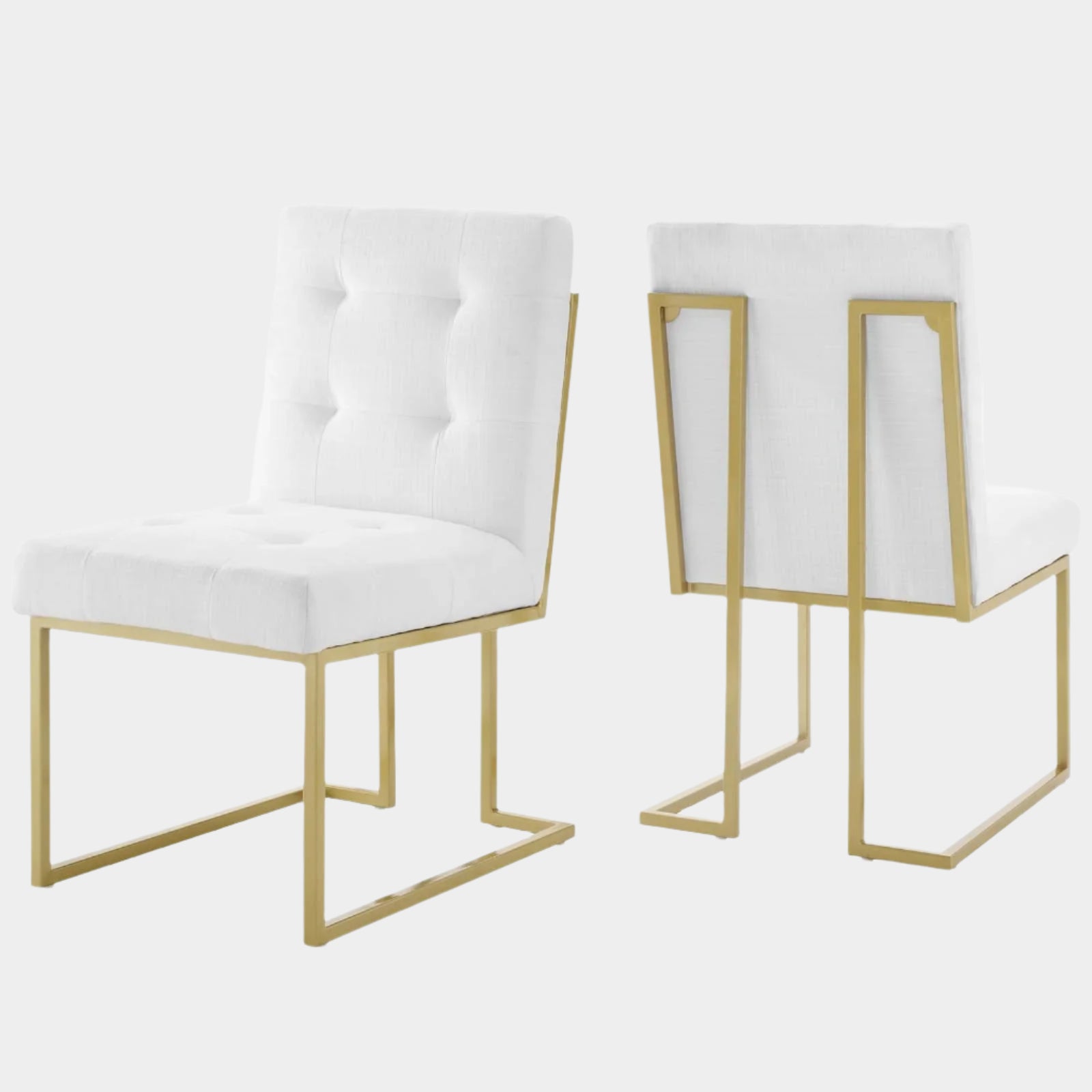 Privy Gold Stainless Steel Upholstered Fabric Dining Accent Chair Set of 2